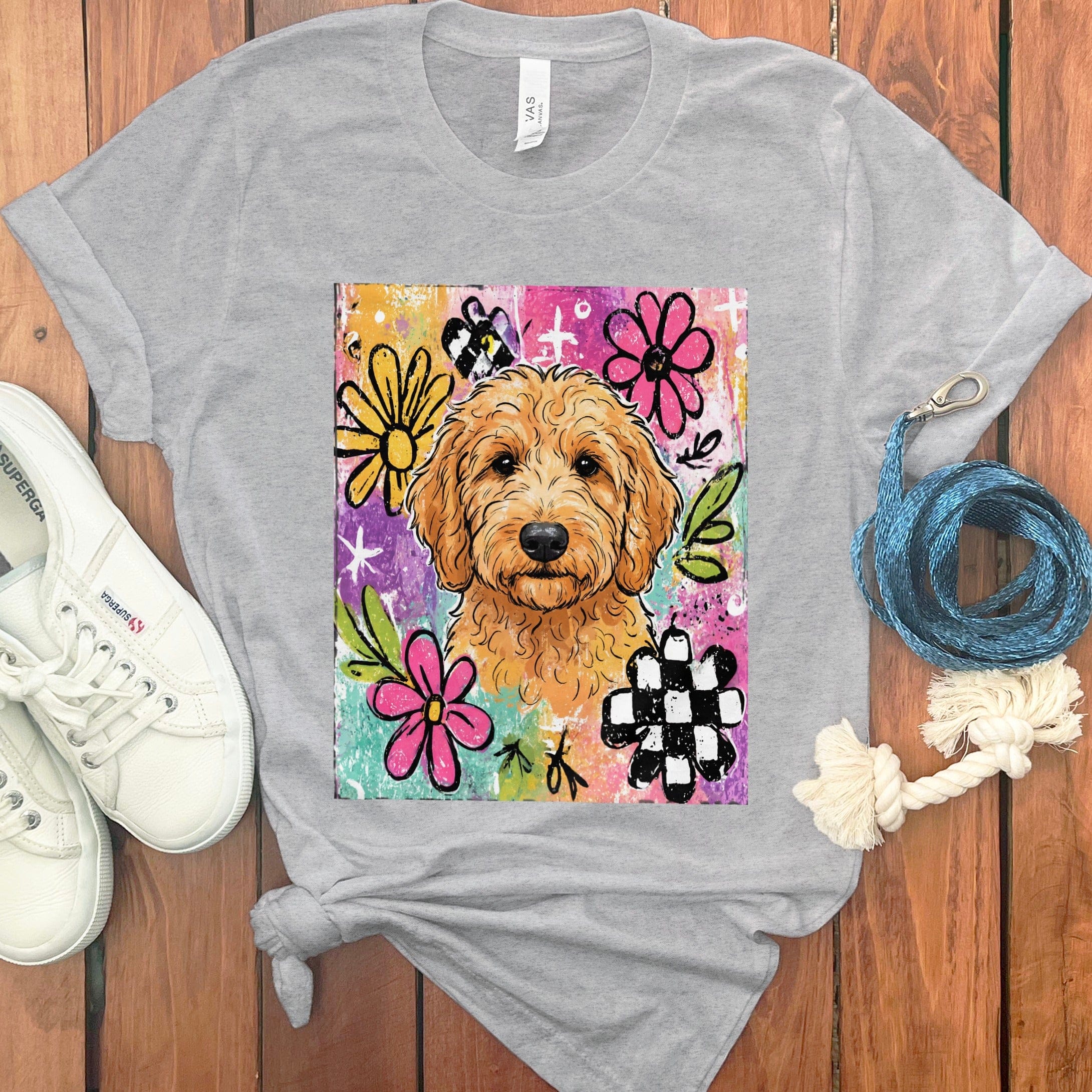 Goldendoodle Color Pop T-Shirt in Athletic Heather / S by Puppy Jo