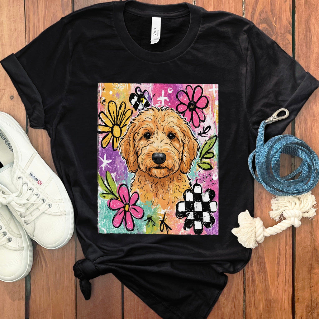 Goldendoodle Color Pop T-Shirt in Black / S by Puppy Jo