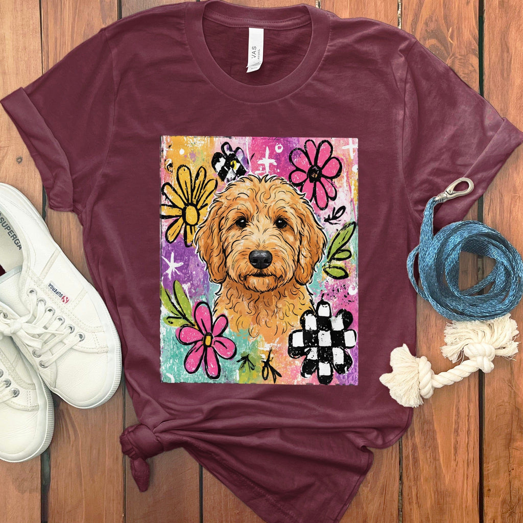 Goldendoodle Color Pop T-Shirt in Maroon / S by Puppy Jo