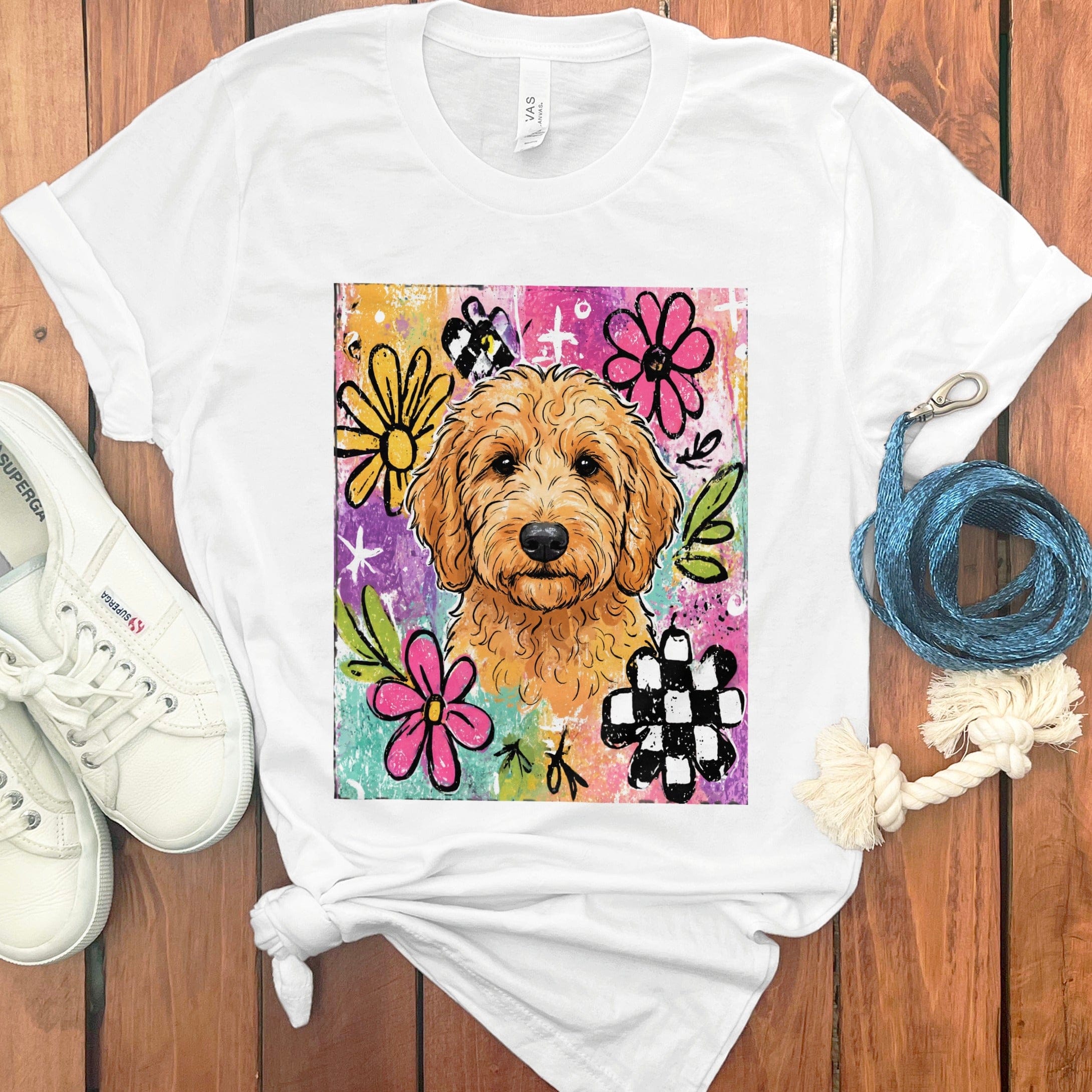 Goldendoodle Color Pop T-Shirt in White / S by Puppy Jo