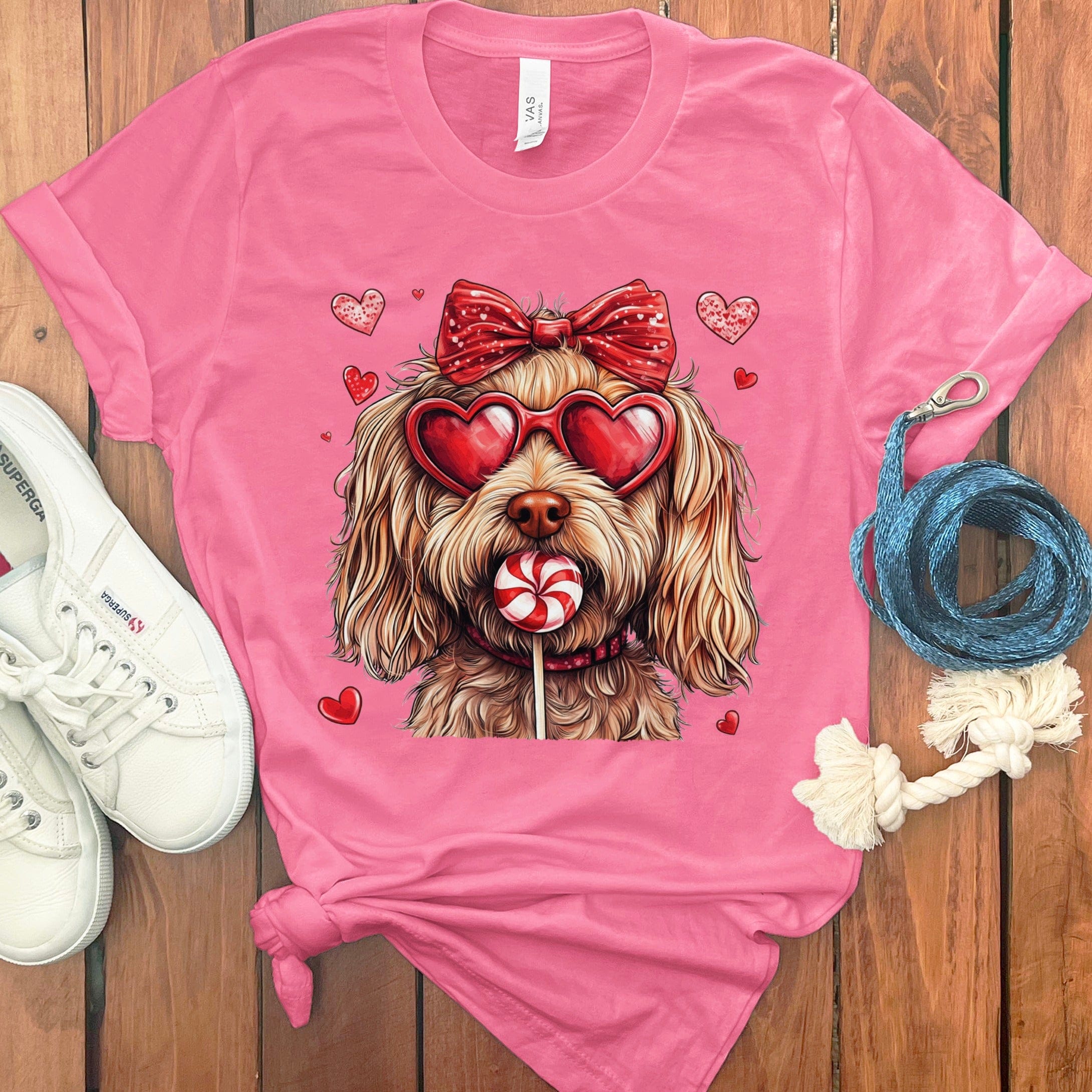 Goldendoodle Coquette T-Shirt in Charity Pink / S by Puppy Jo
