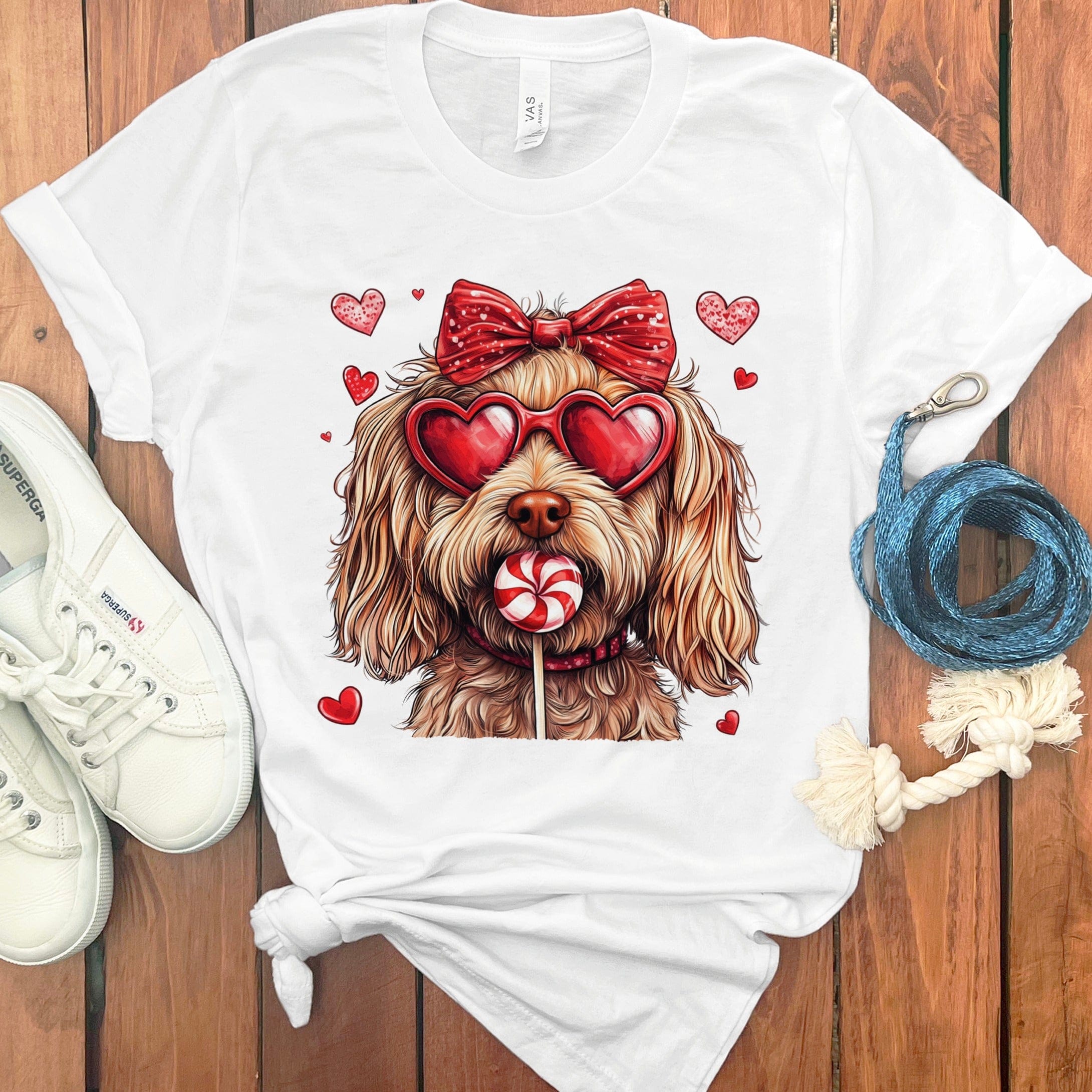 Goldendoodle Coquette T-Shirt in White / S by Puppy Jo