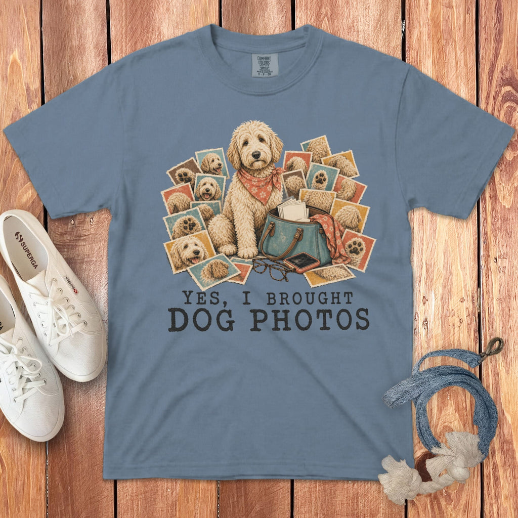 Goldendoodle Dog Photos Signature T-Shirt in Blue Jean / S by Puppy Jo