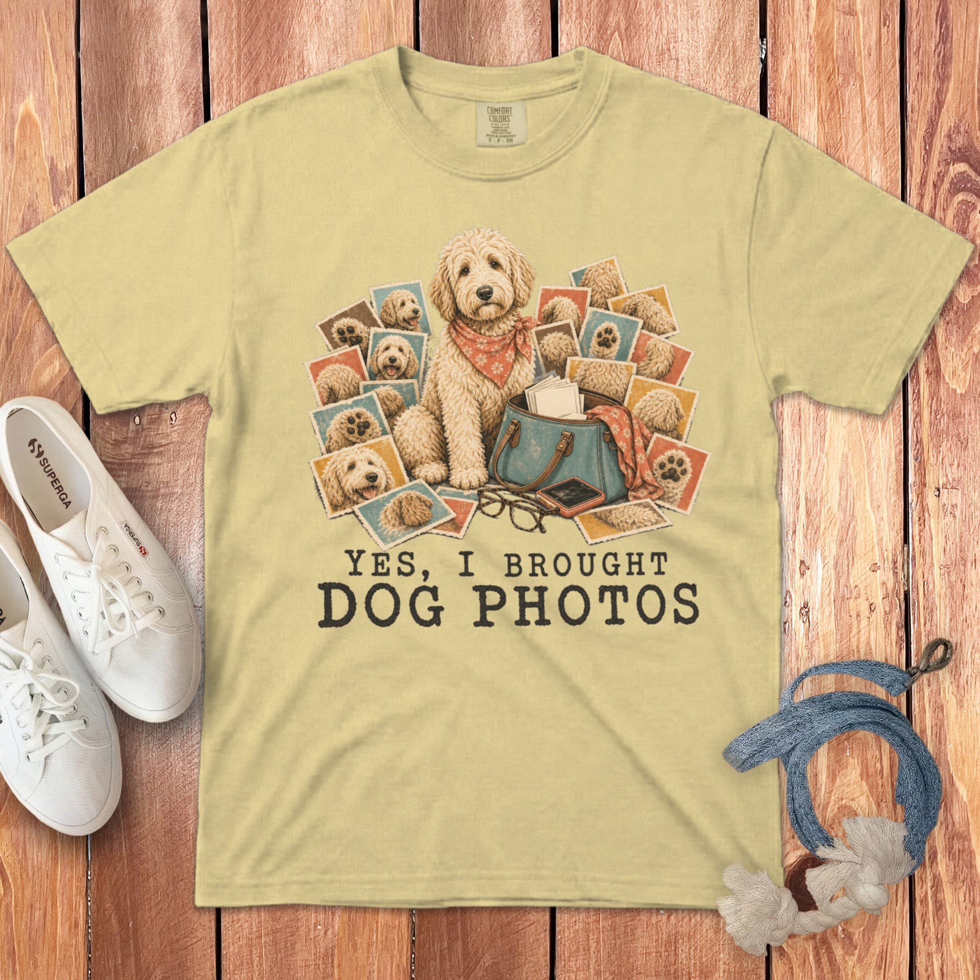 Goldendoodle Dog Photos Signature T-Shirt in Butter / S by Puppy Jo
