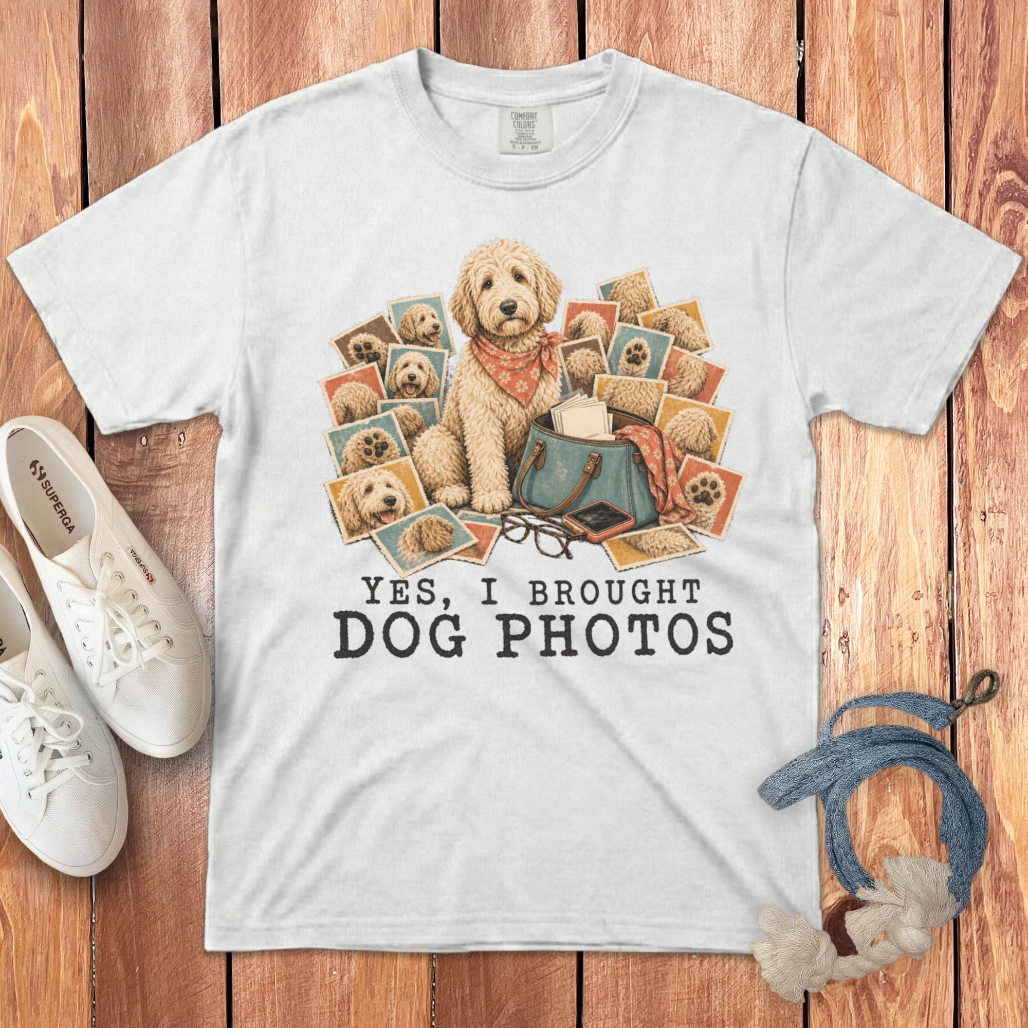 Goldendoodle Dog Photos Signature T-Shirt in White / S by Puppy Jo