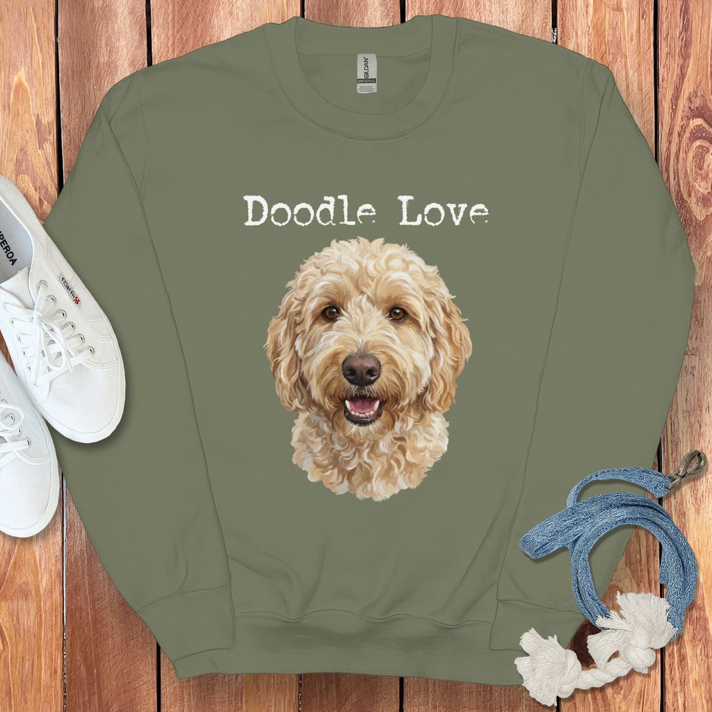 Goldendoodle Doodle Love Sweatshirt in Military Green / S by Puppy Jo