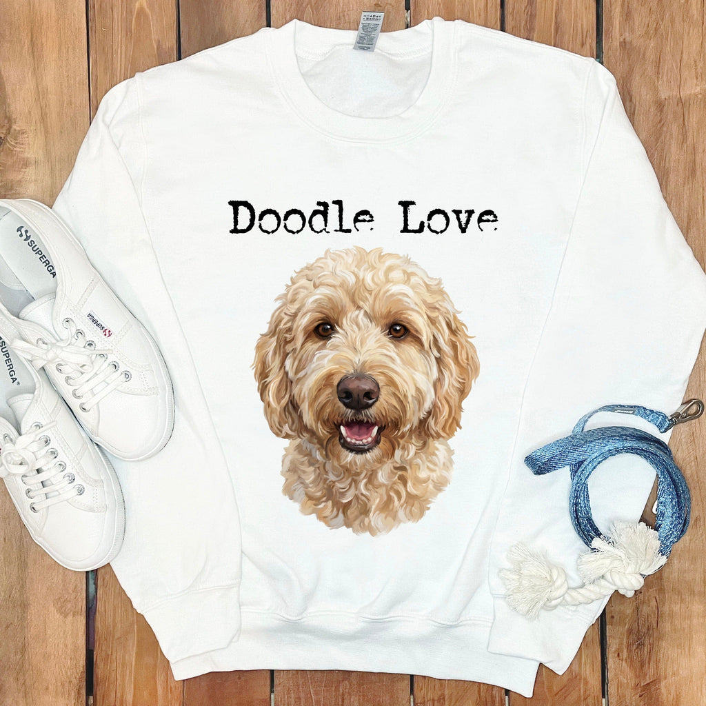 Goldendoodle Doodle Love Sweatshirt in White / S by Puppy Jo