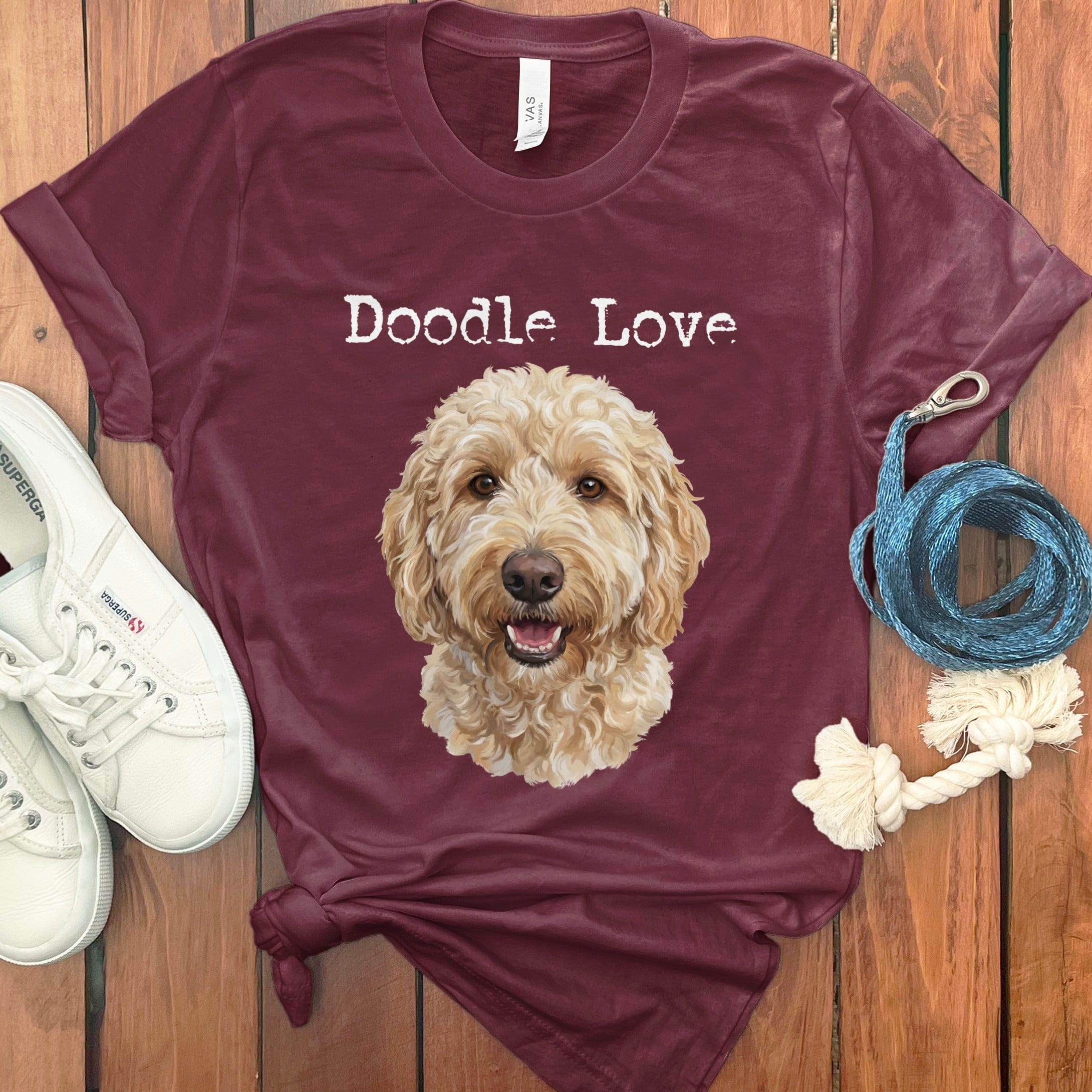 Goldendoodle Doodle Love T-Shirt in Maroon / S by Puppy Jo