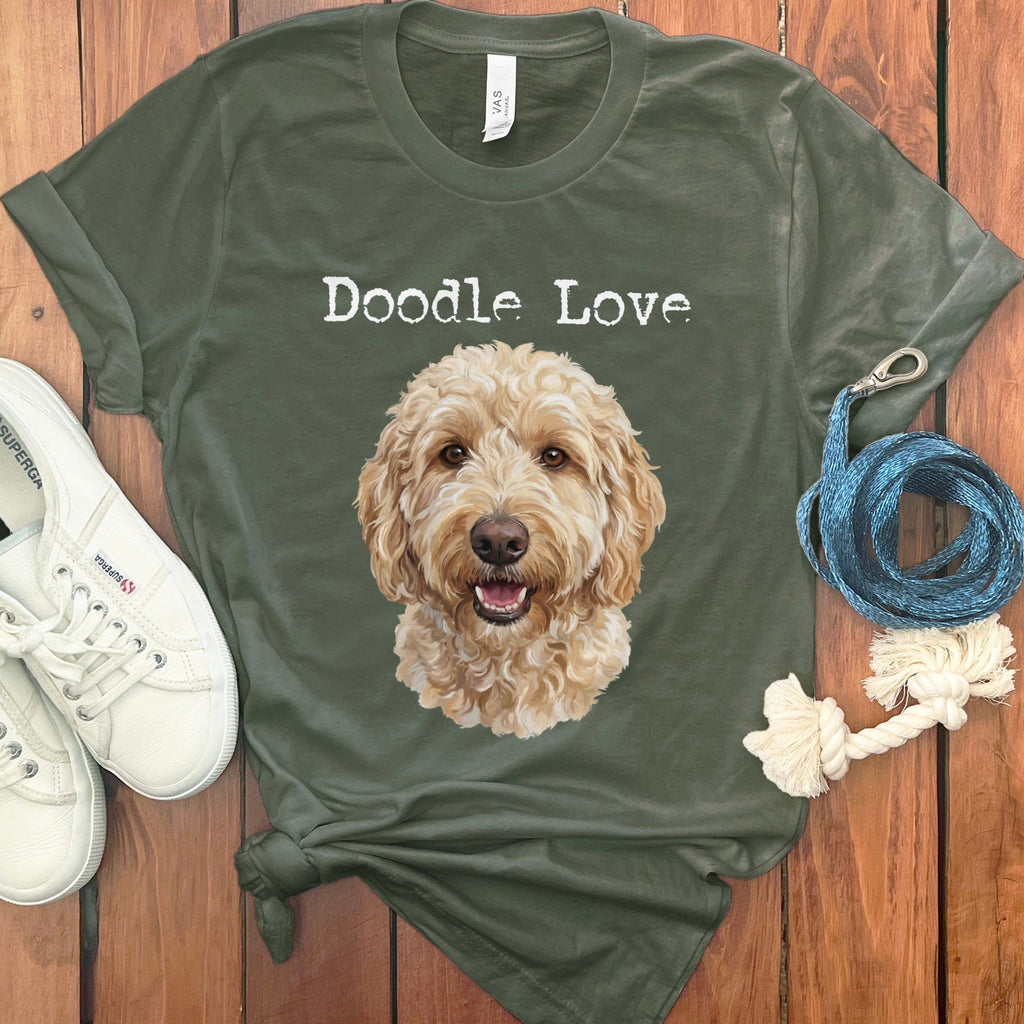 Goldendoodle Doodle Love T-Shirt in Military Green / S by Puppy Jo