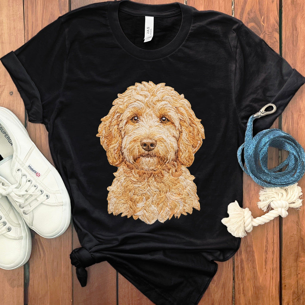 Goldendoodle Faux Embroidery T-Shirt in Black / S by Puppy Jo