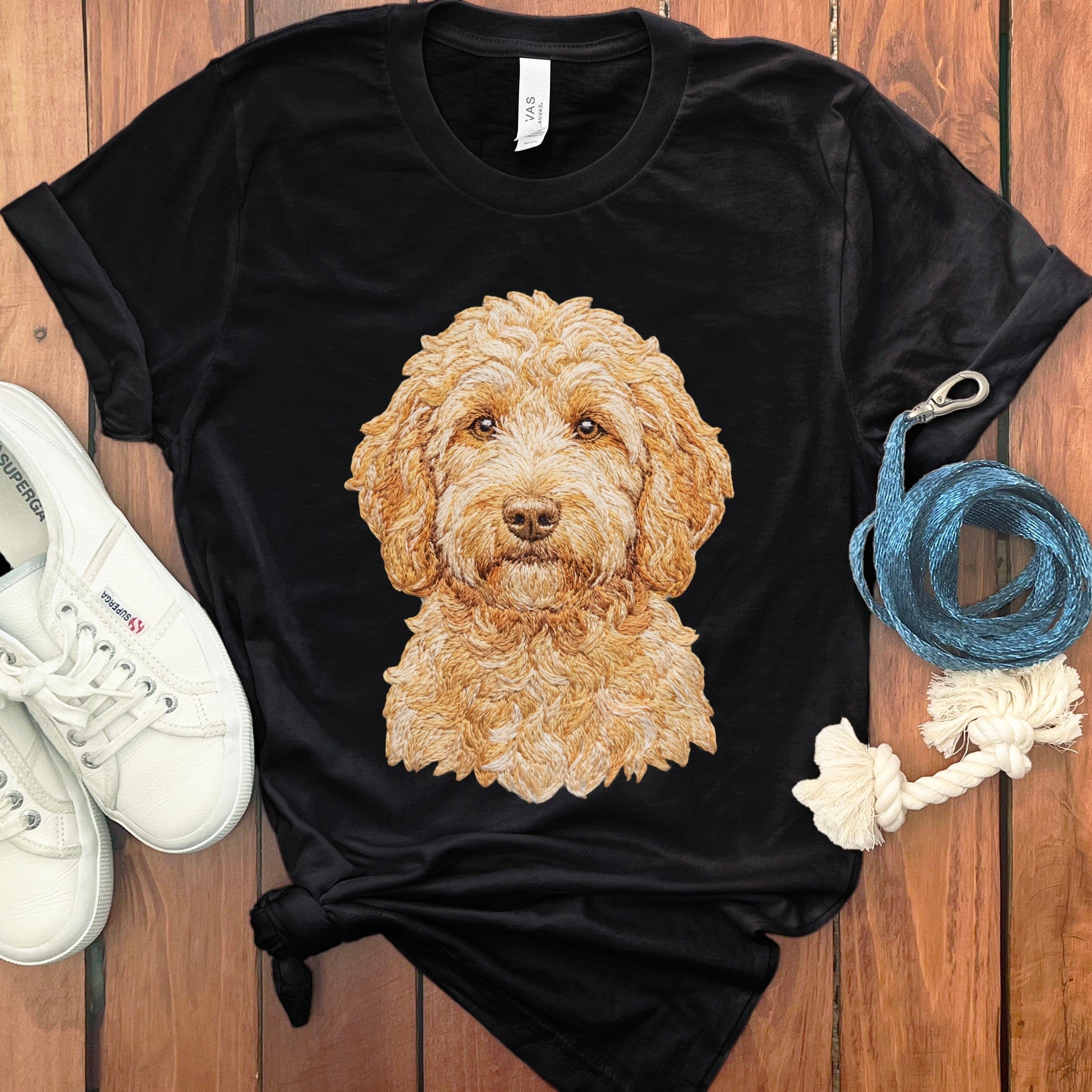 Goldendoodle Faux Embroidery T-Shirt in Black / S by Puppy Jo