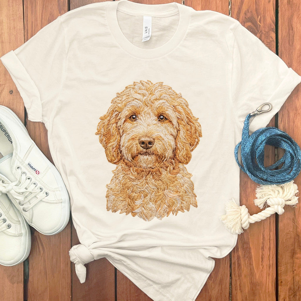 Goldendoodle Faux Embroidery T-Shirt in Natural / S by Puppy Jo