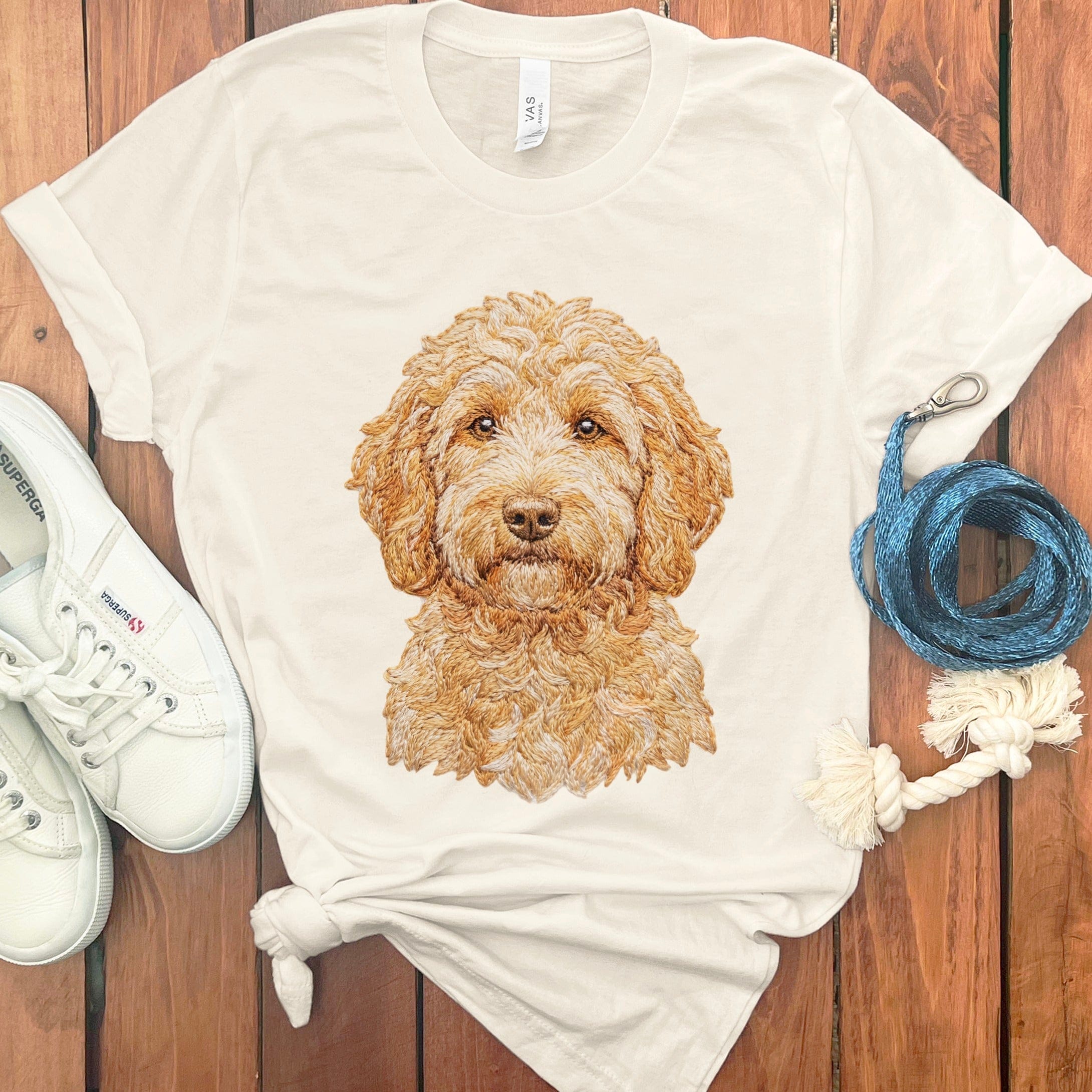 Goldendoodle Faux Embroidery T-Shirt in Natural / S by Puppy Jo
