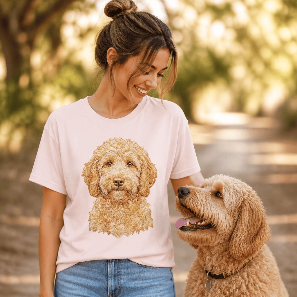 Goldendoodle Faux Embroidery T-Shirt in by Puppy Jo