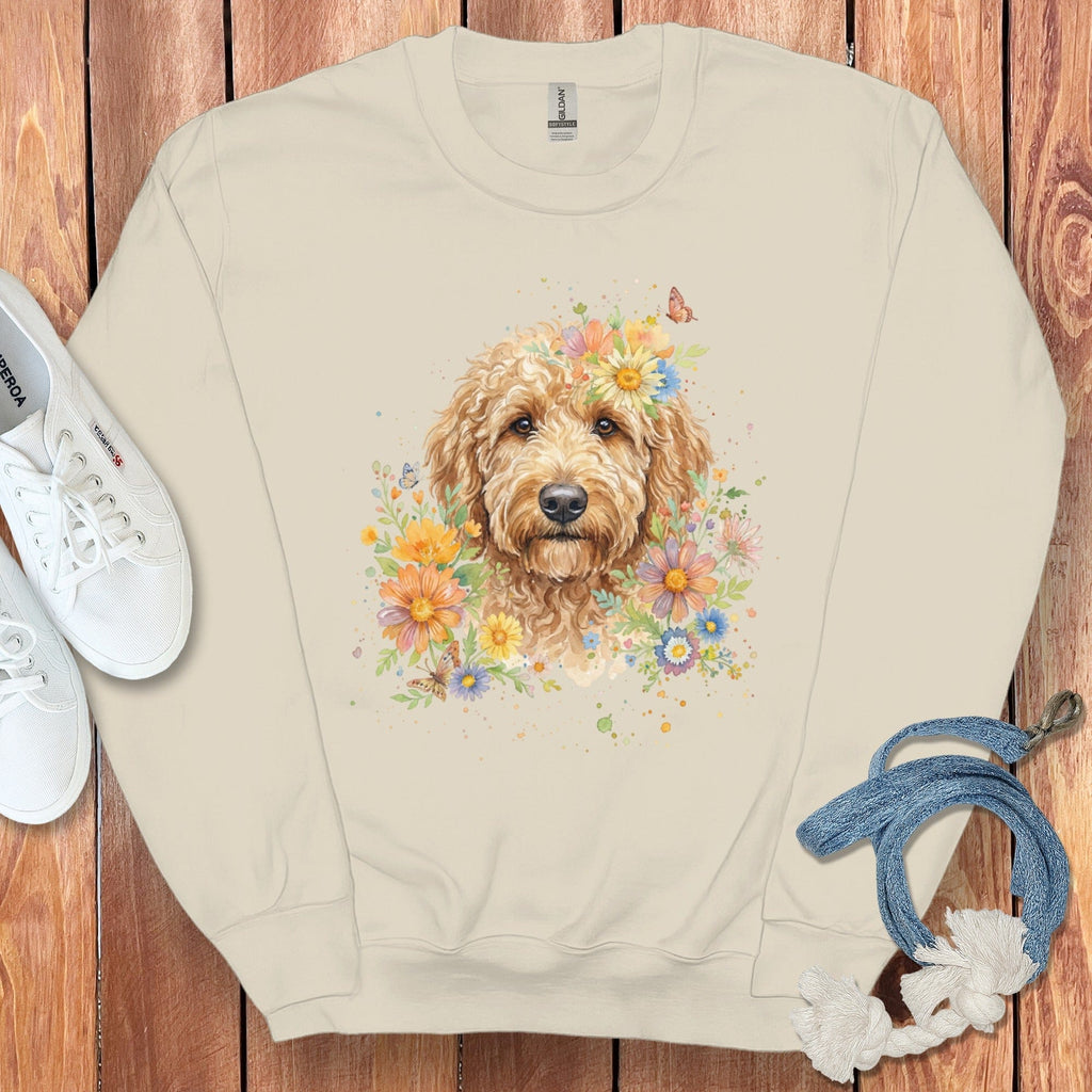 Goldendoodle Flower Sweatshirt in Sand / S by Puppy Jo