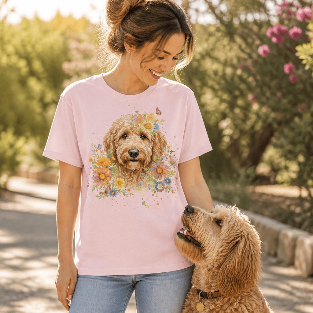 Goldendoodle Flower T-Shirt in by Puppy Jo