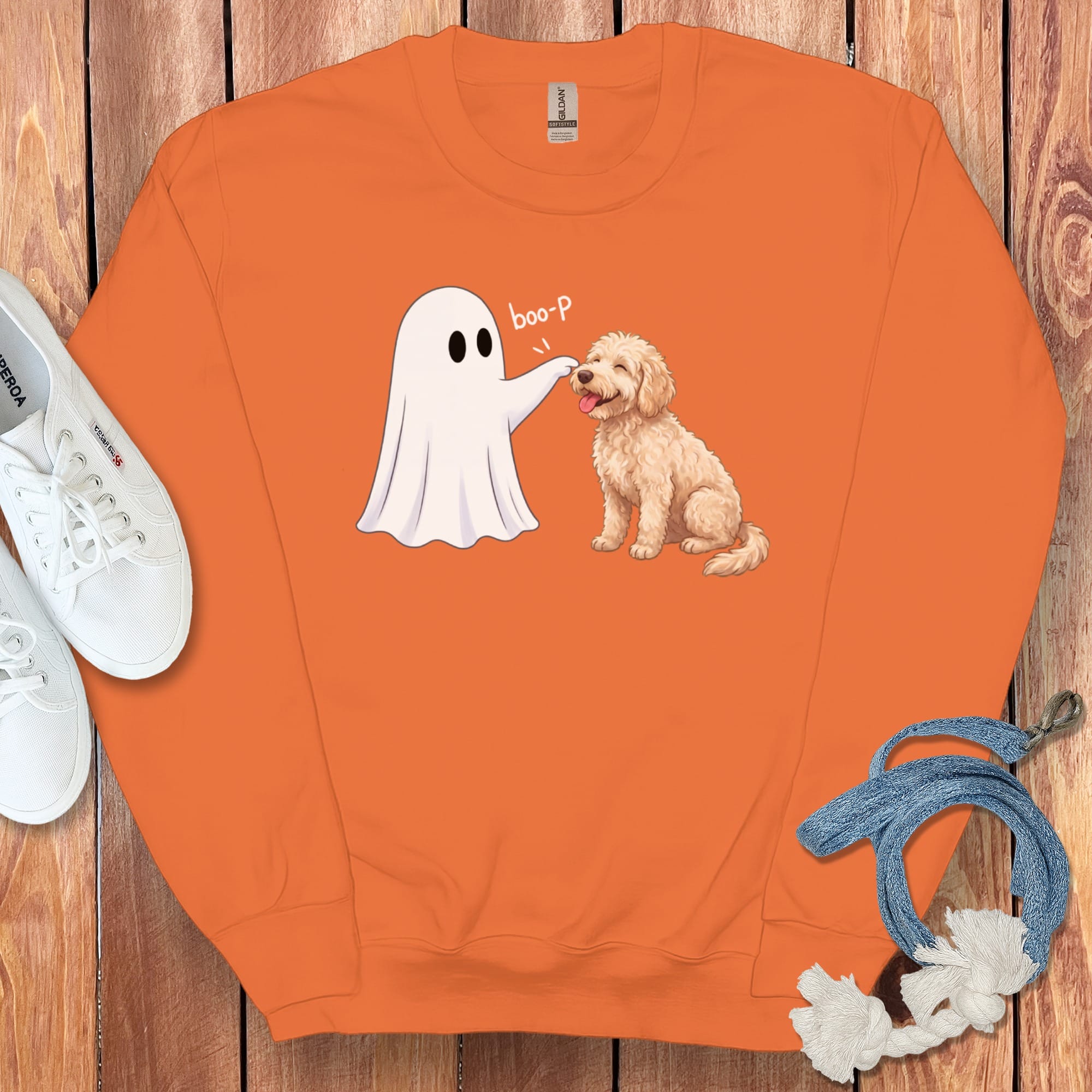 Goldendoodle Ghost Boop Sweatshirt in Orange / M by Puppy Jo