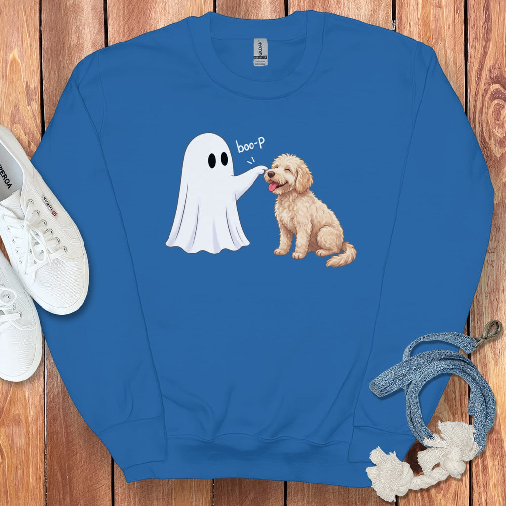 Goldendoodle Ghost Boop Sweatshirt in Royal / S by Puppy Jo