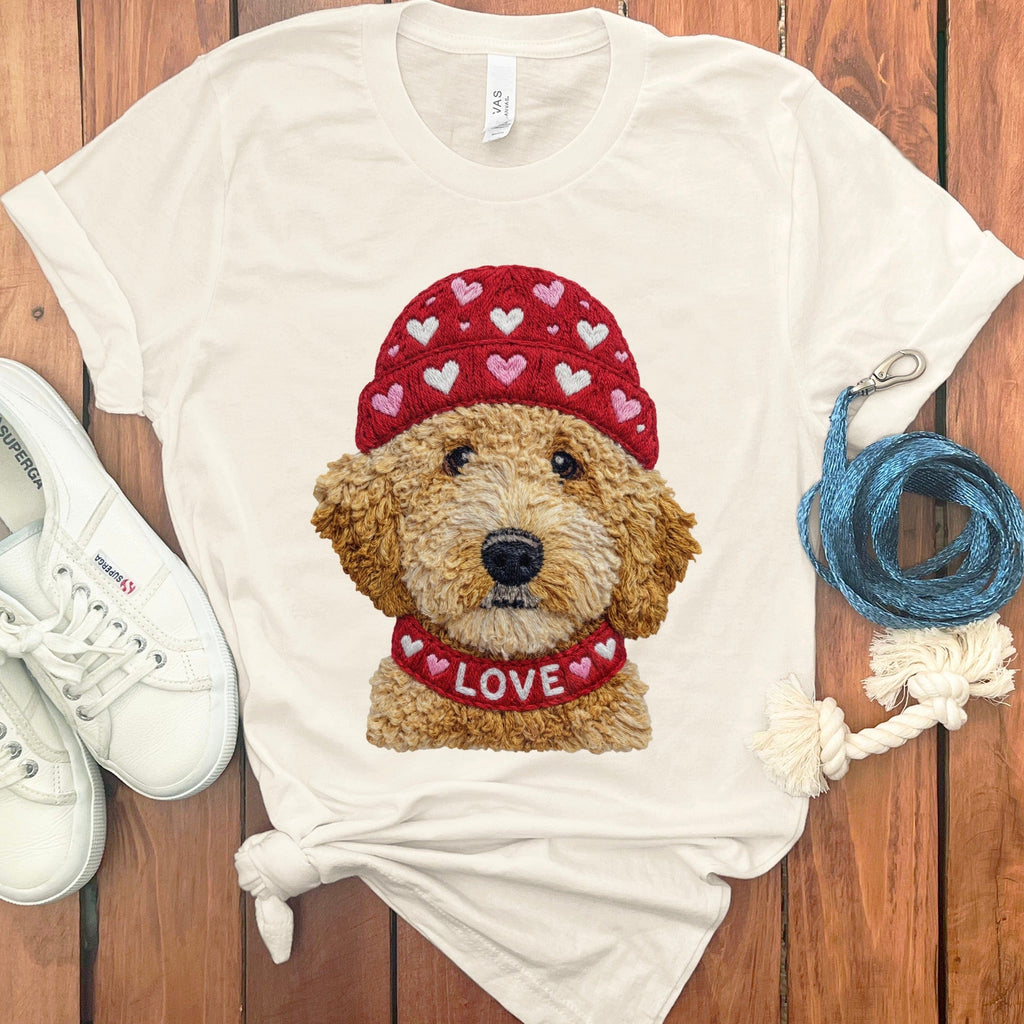 Goldendoodle Heart Cap T-Shirt in Natural / S by Puppy Jo