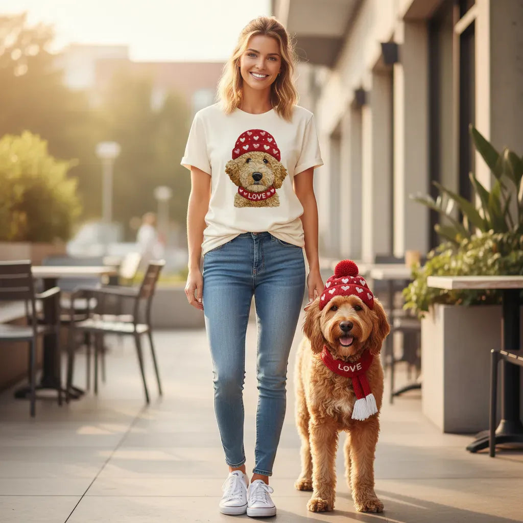Goldendoodle Heart Cap T-Shirt in by Puppy Jo