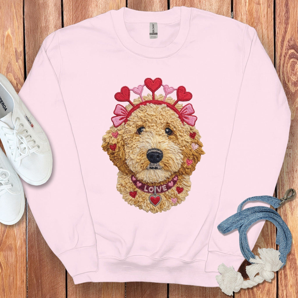 Goldendoodle Heart Crown Sweatshirt in Light Pink / S by Puppy Jo