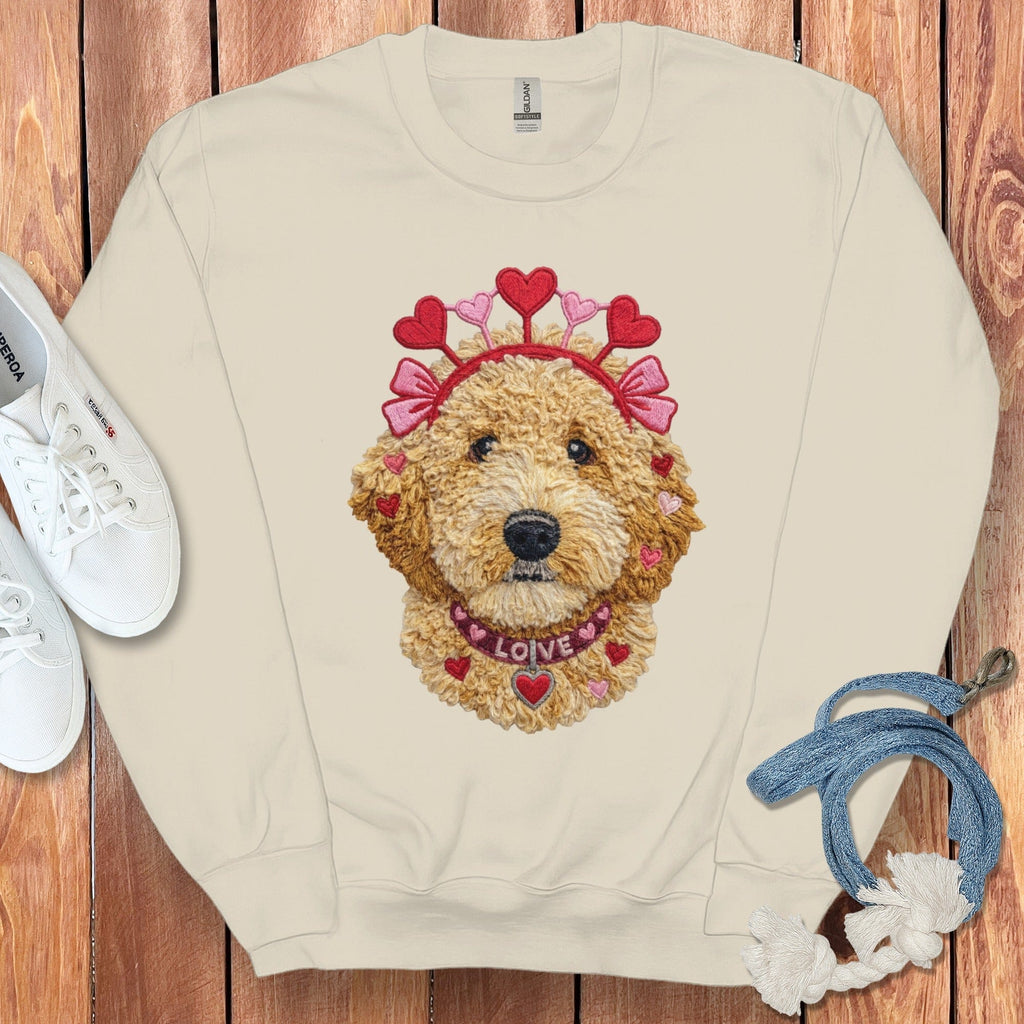 Goldendoodle Heart Crown Sweatshirt in Sand / S by Puppy Jo