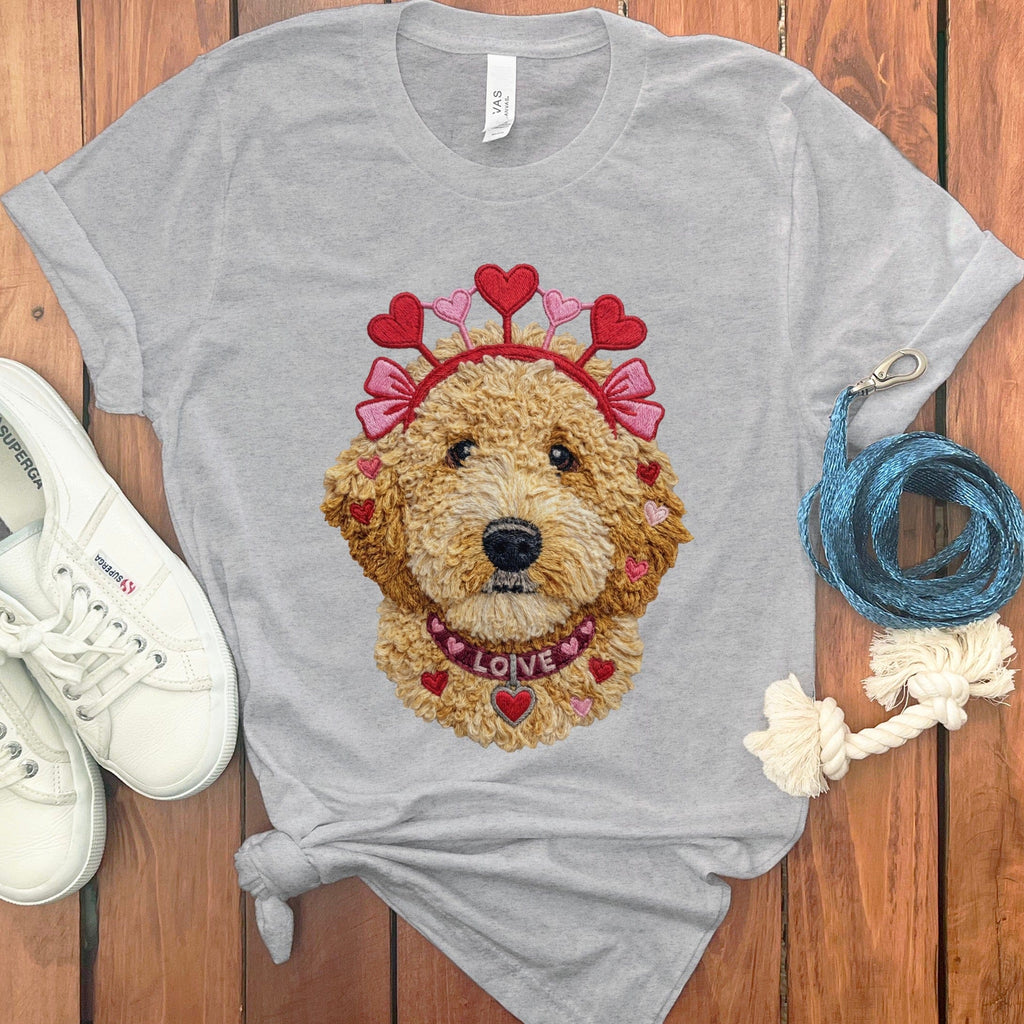 Goldendoodle Heart Crown T-Shirt in Athletic Heather / S by Puppy Jo