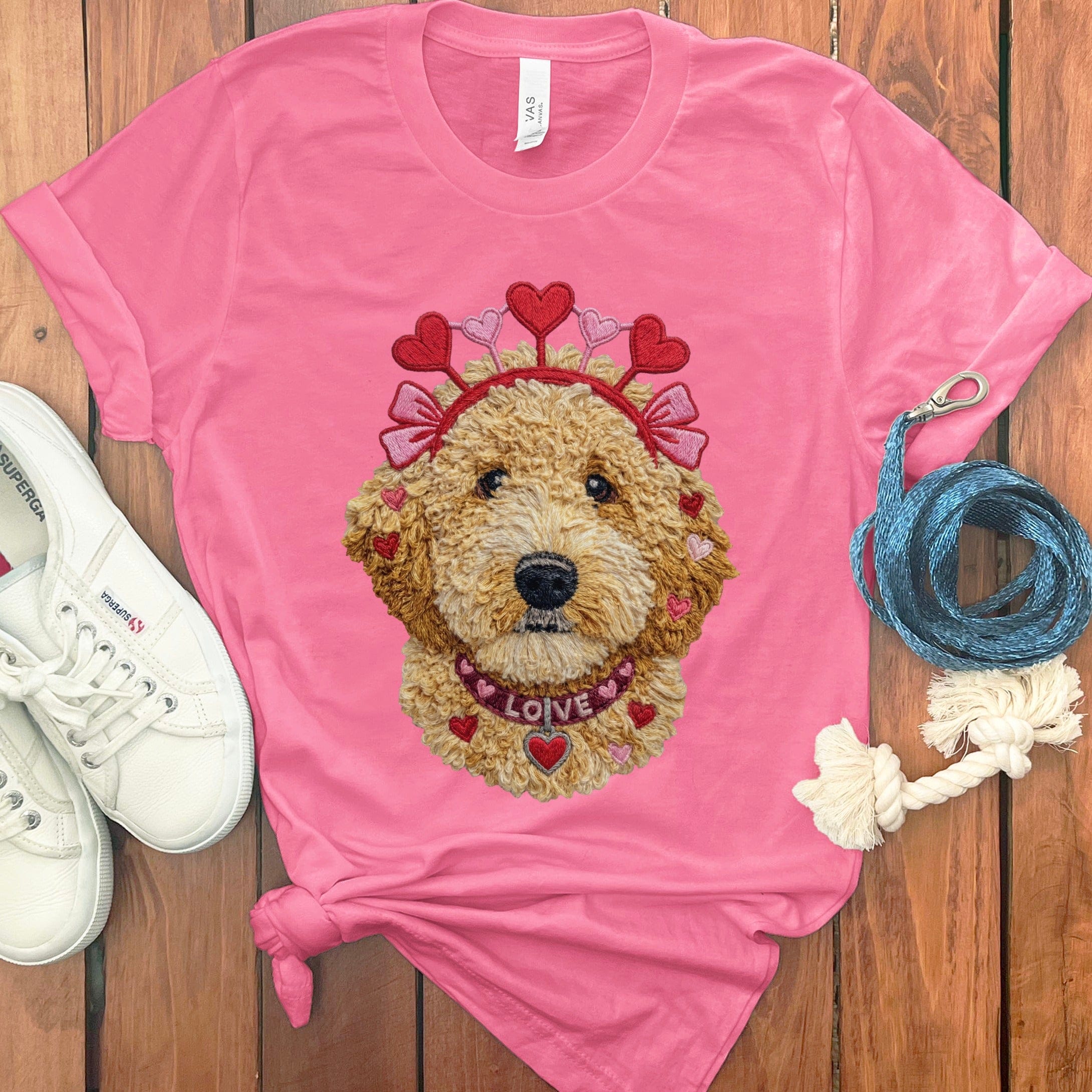 Goldendoodle Heart Crown T-Shirt in Charity Pink / S by Puppy Jo