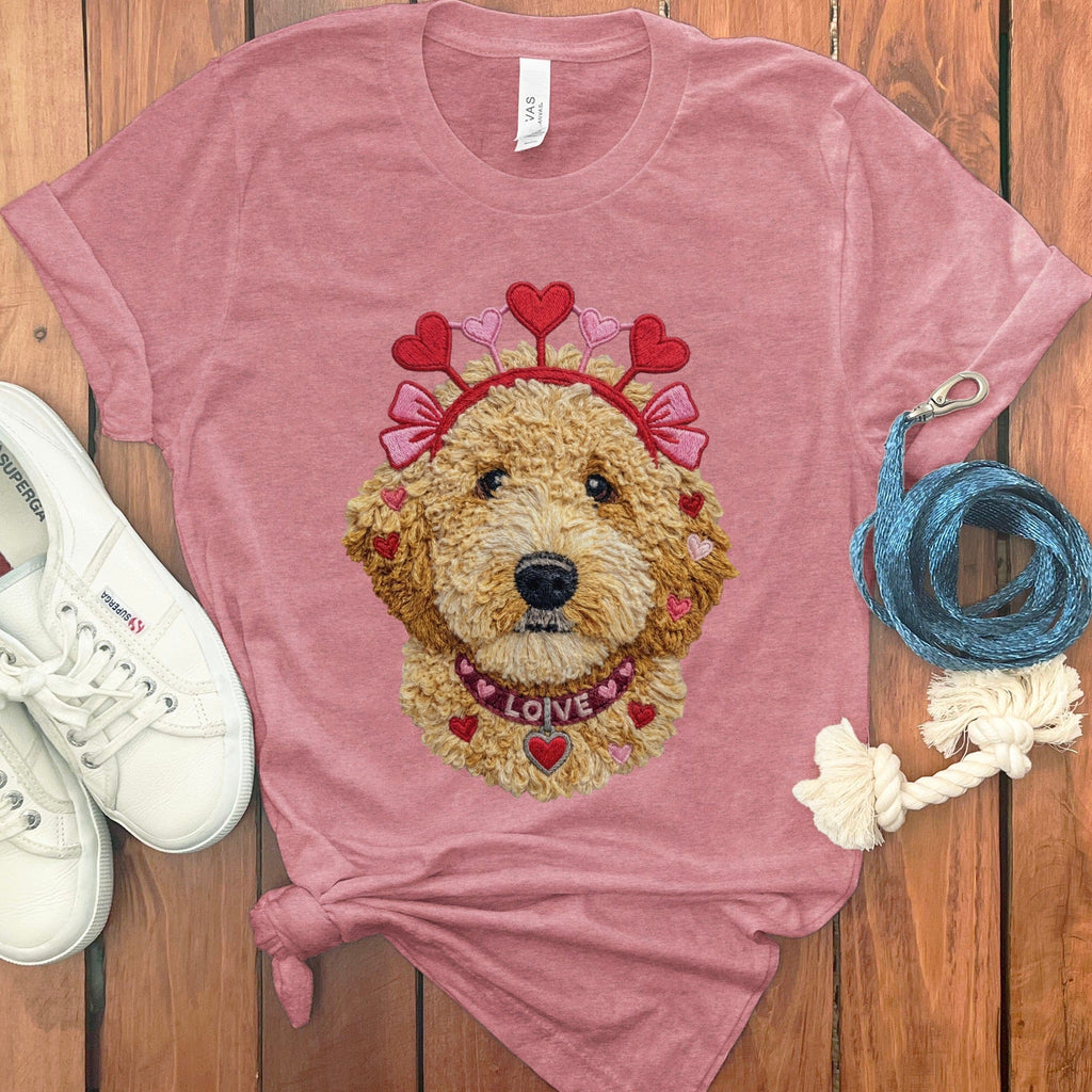 Goldendoodle Heart Crown T-Shirt in Heather Mauve / S by Puppy Jo