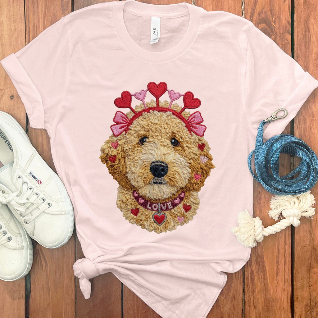 Goldendoodle Heart Crown T-Shirt in Soft Pink / S by Puppy Jo