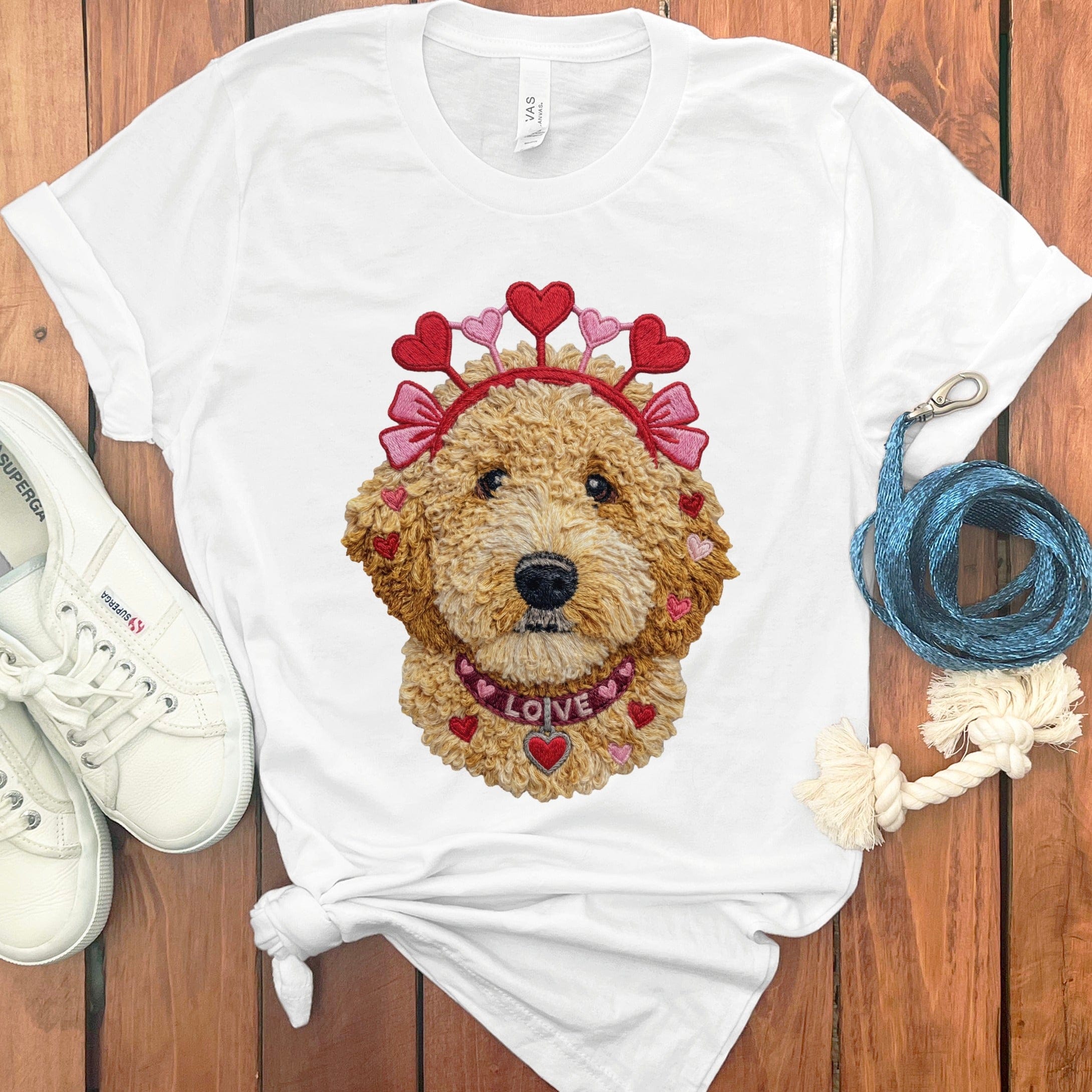 Goldendoodle Heart Crown T-Shirt in White / S by Puppy Jo