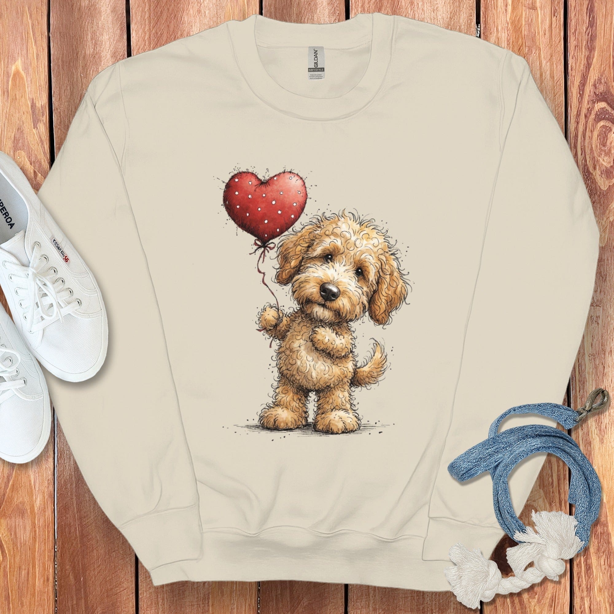 Goldendoodle Heart Sweatshirt in Sand / S by Puppy Jo
