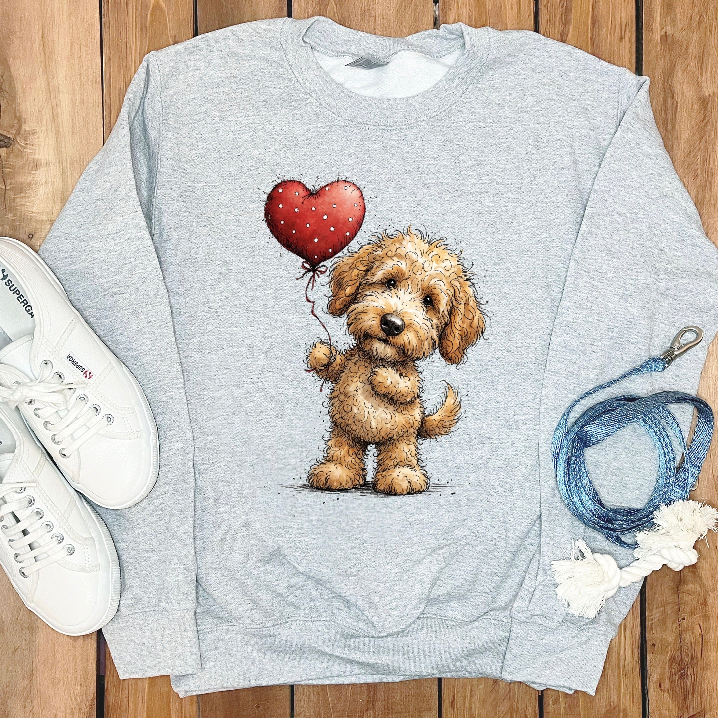 Goldendoodle Heart Sweatshirt in Sport Grey / S by Puppy Jo