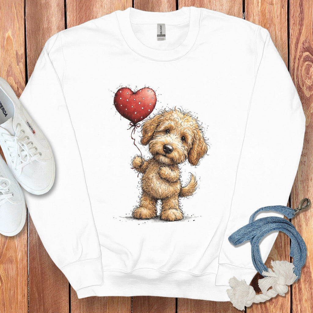 Goldendoodle Heart Sweatshirt in White / S by Puppy Jo