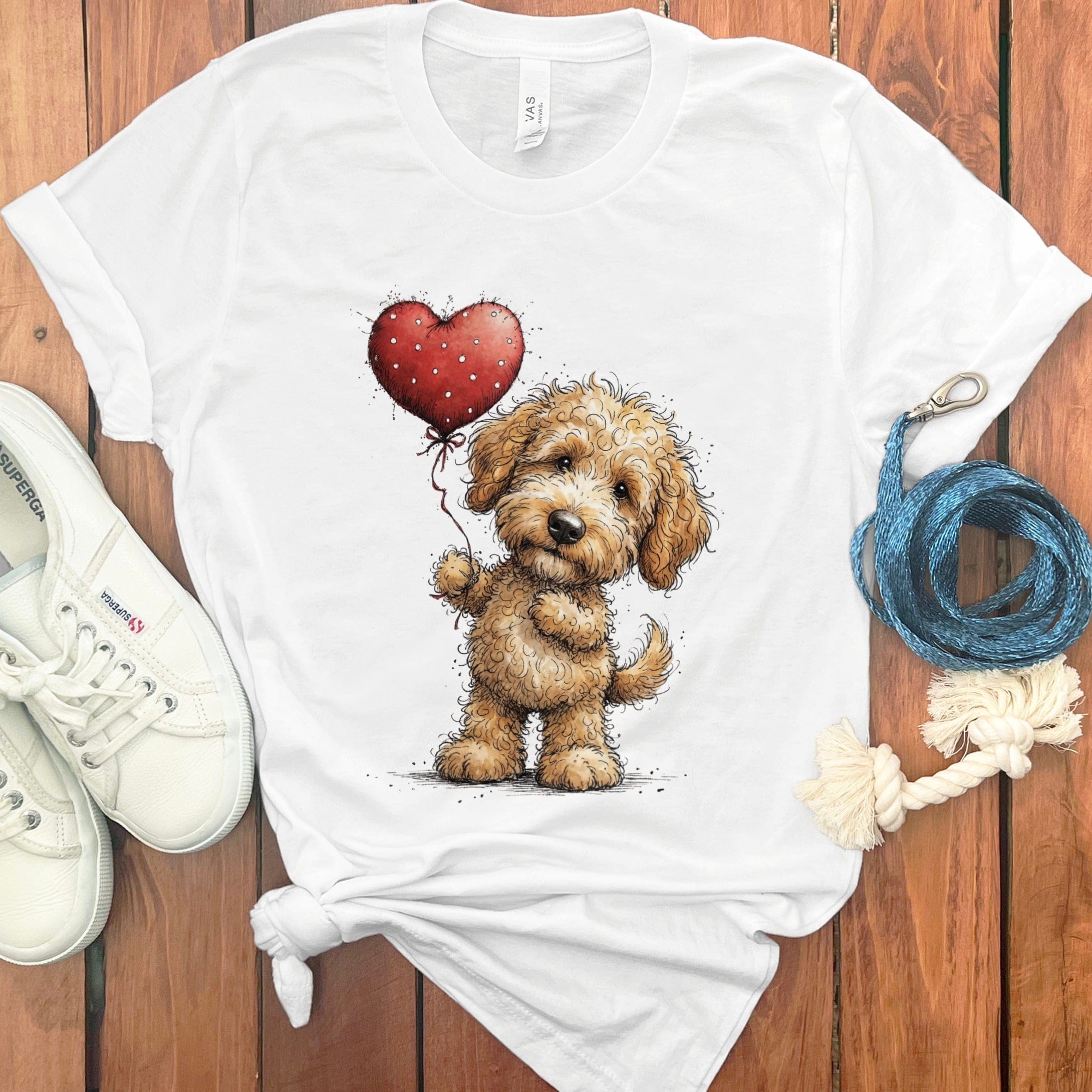Goldendoodle Heart T-Shirt in White / S by Puppy Jo