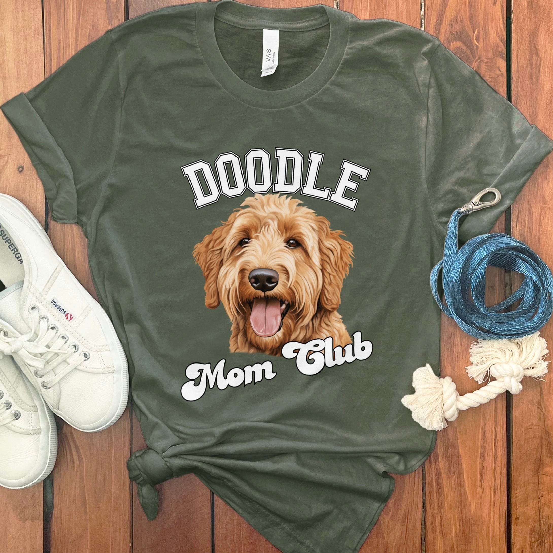 Goldendoodle Labradoodle Mom Club T-Shirt in Military Green / S by Puppy Jo