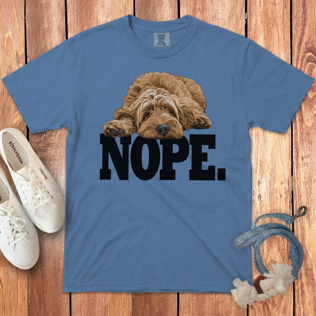 Goldendoodle Labradoodle Nope Signature T-Shirt in Blue Jean / S by Puppy Jo