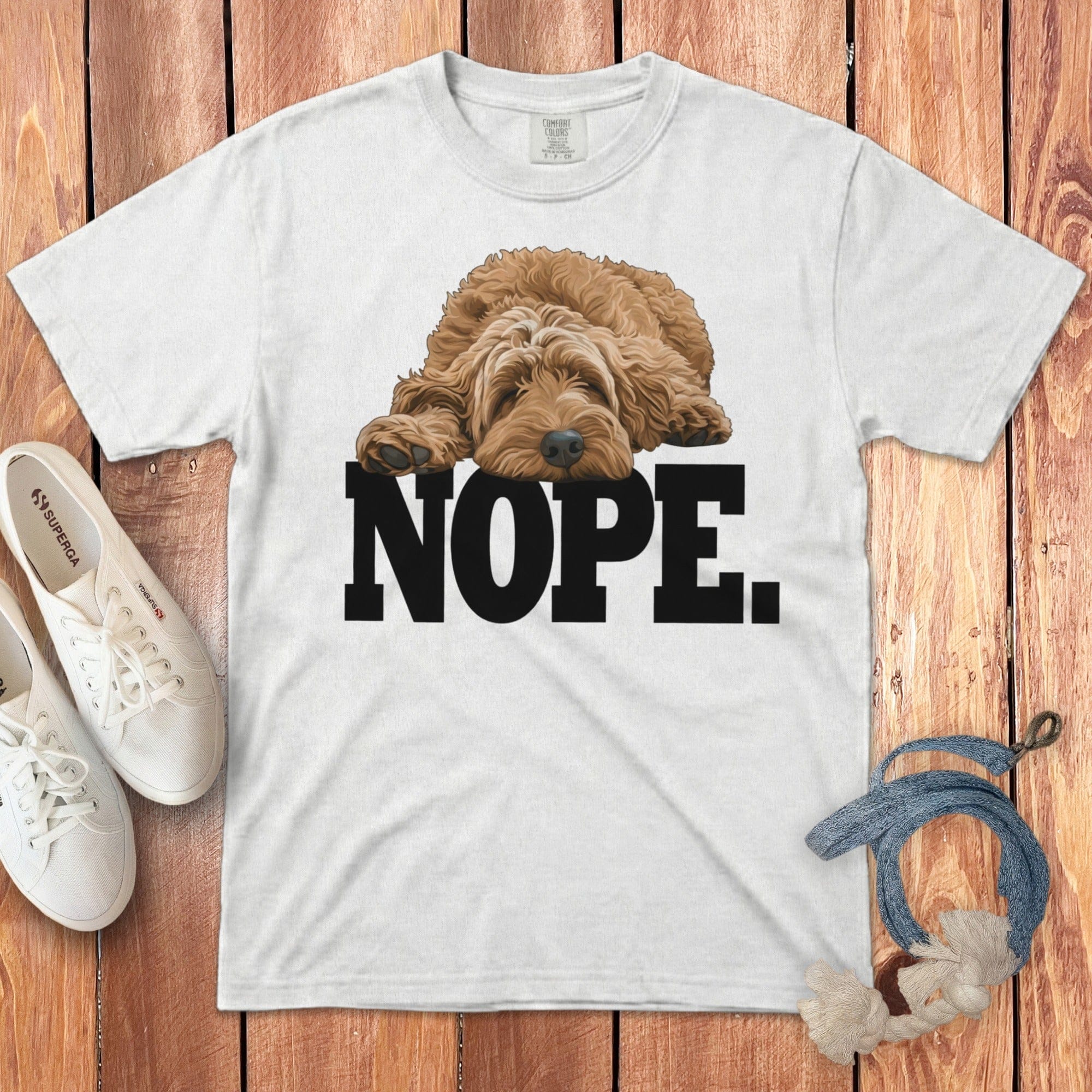 Goldendoodle Labradoodle Nope Signature T-Shirt in White / S by Puppy Jo