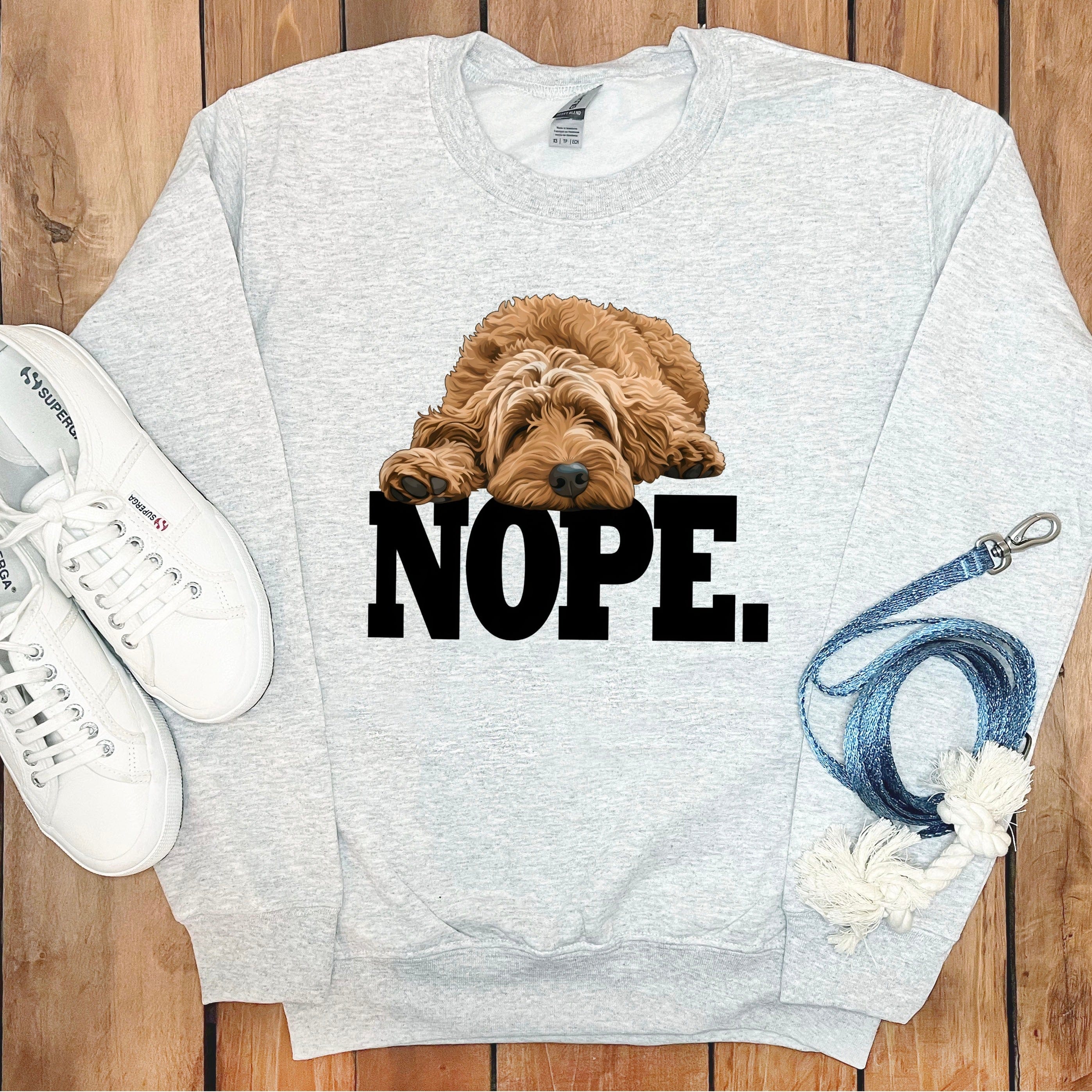 Goldendoodle Labradoodle Nope Sweatshirt in Ash / S by Puppy Jo