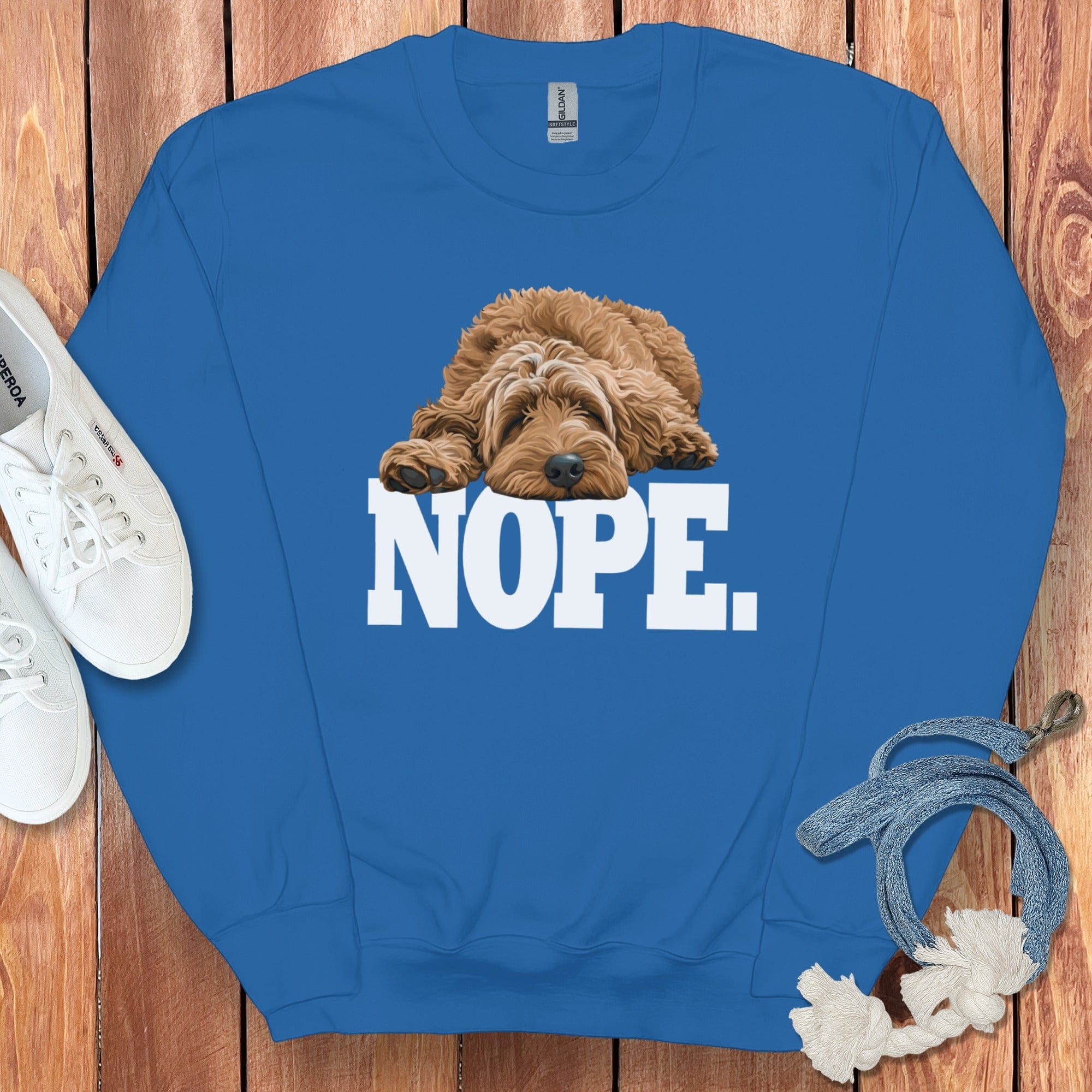 Goldendoodle Labradoodle Nope Sweatshirt in Royal / S by Puppy Jo