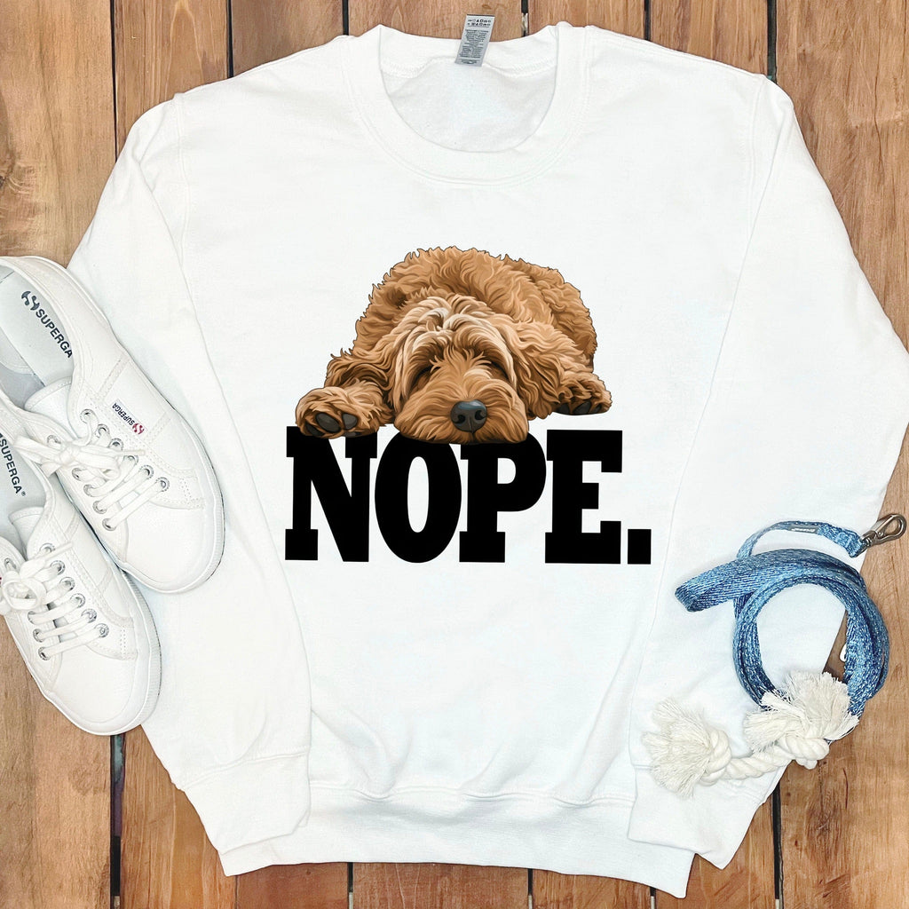 Goldendoodle Labradoodle Nope Sweatshirt in White / S by Puppy Jo