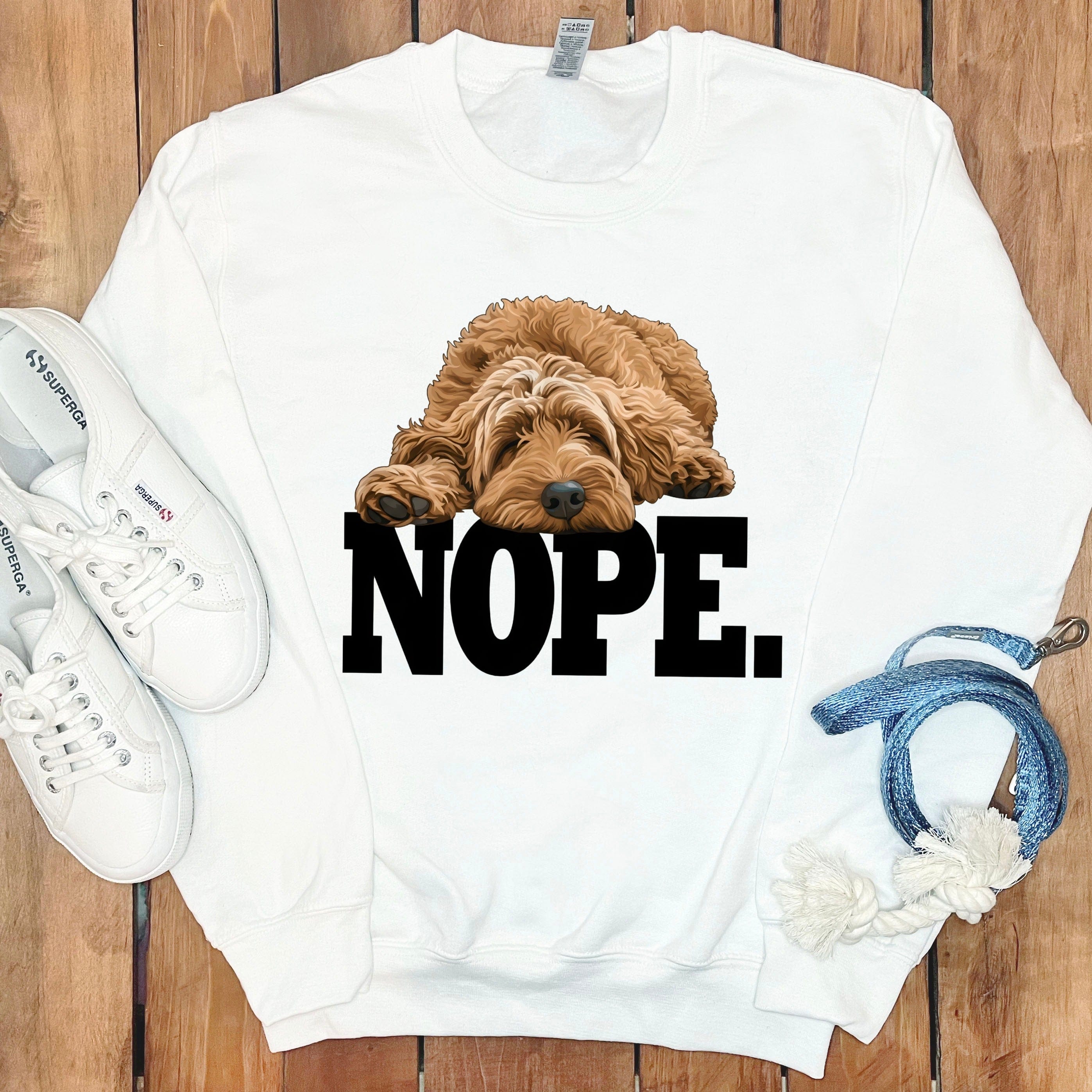 Goldendoodle Labradoodle Nope Sweatshirt in White / S by Puppy Jo