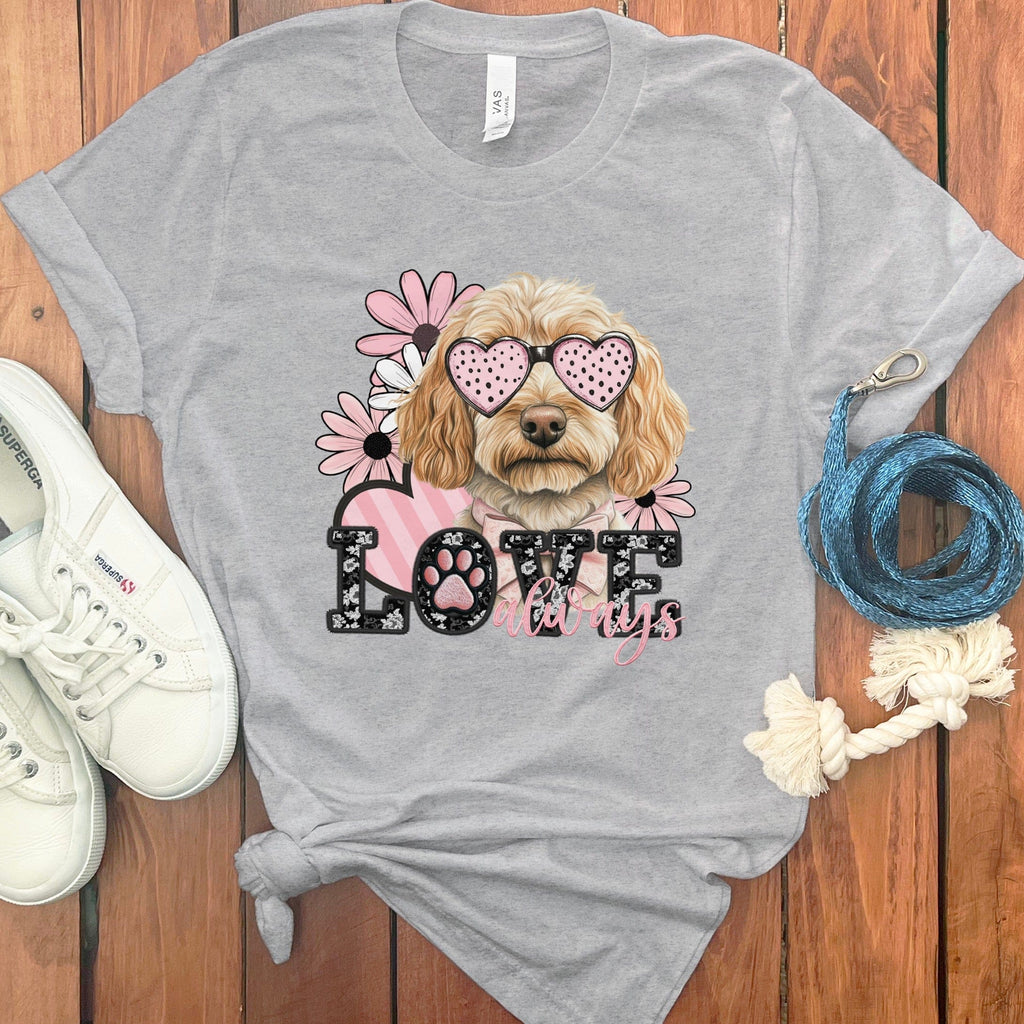 Goldendoodle Love Floral T-Shirt in Athletic Heather / S by Puppy Jo