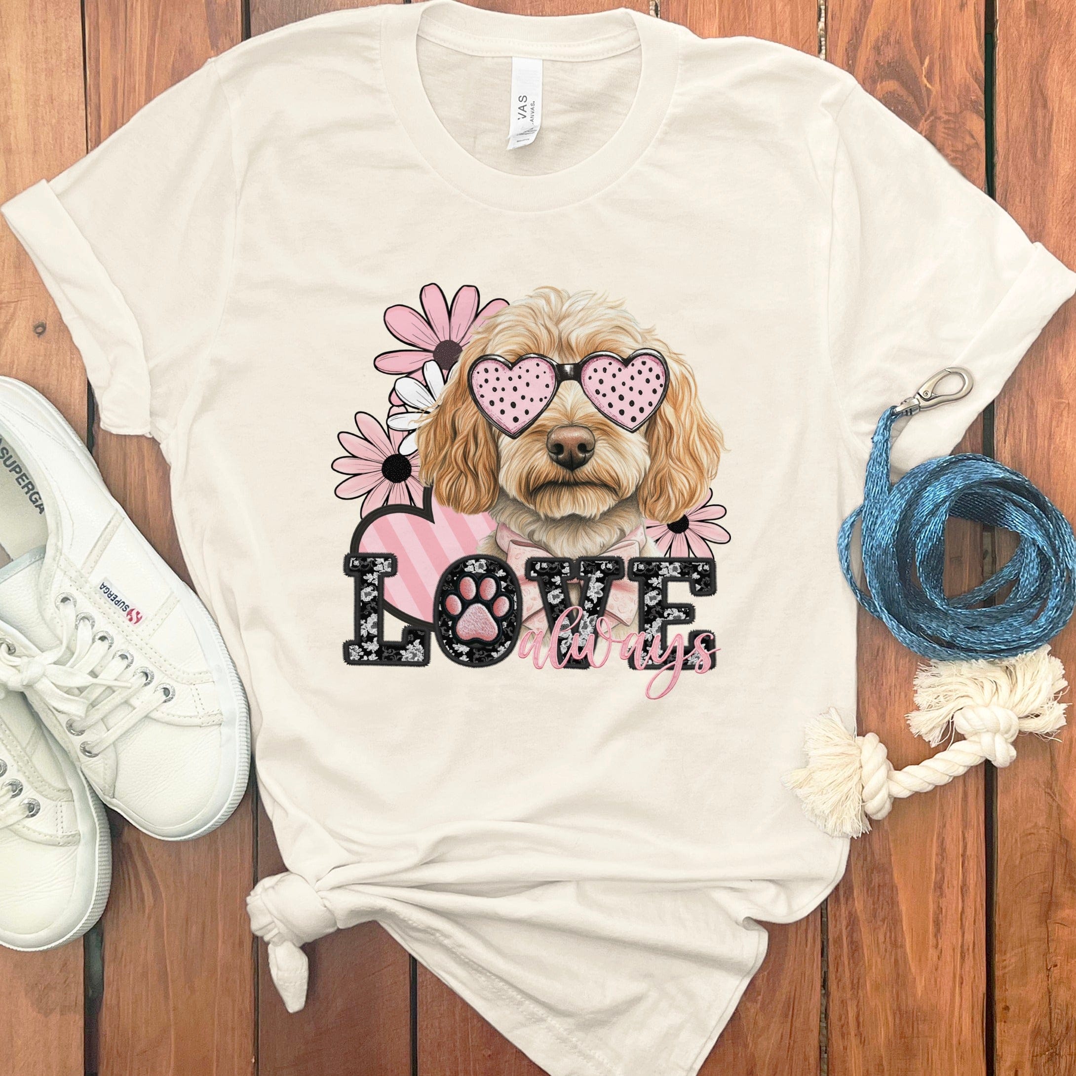 Goldendoodle Love Floral T-Shirt in Natural / S by Puppy Jo