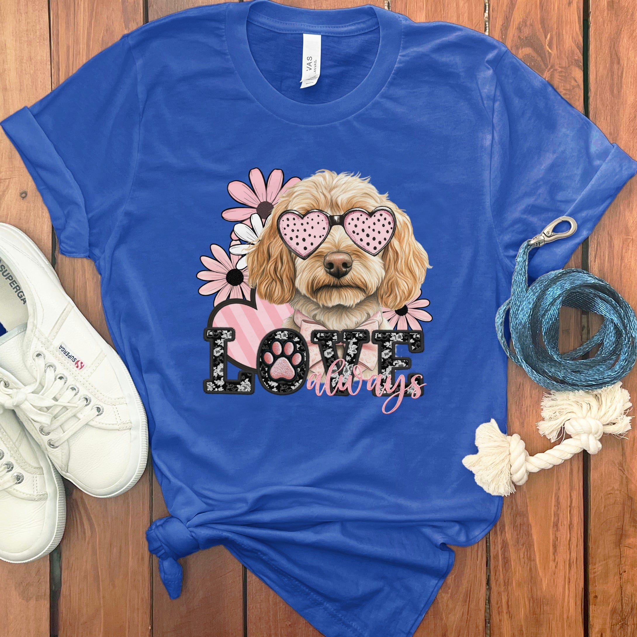 Goldendoodle Love Floral T-Shirt in True Royal / S by Puppy Jo