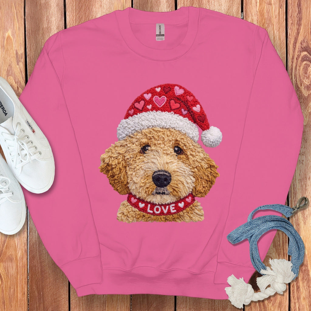Goldendoodle Love Heart Sweatshirt in Heliconia / S by Puppy Jo