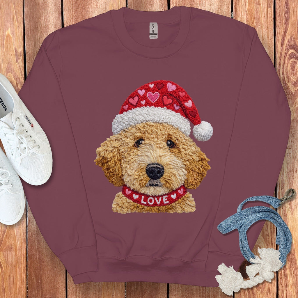 Goldendoodle Love Heart Sweatshirt in Maroon / S by Puppy Jo