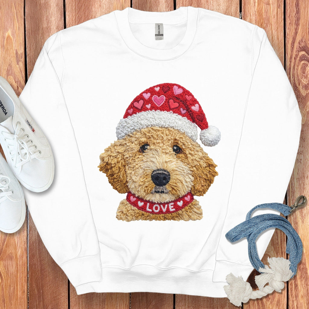 Goldendoodle Love Heart Sweatshirt in White / S by Puppy Jo