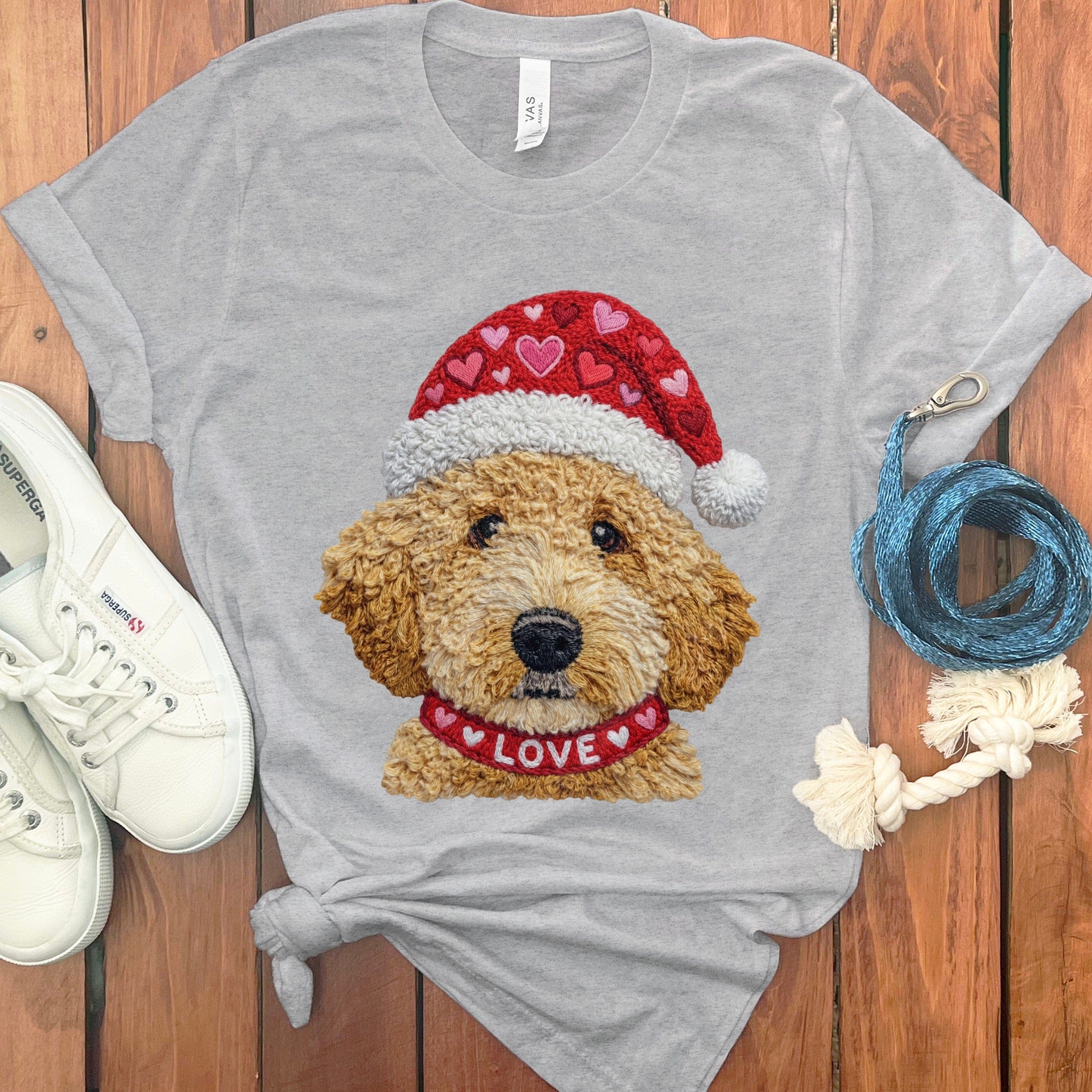 Goldendoodle Love Heart T-Shirt in Athletic Heather / S by Puppy Jo