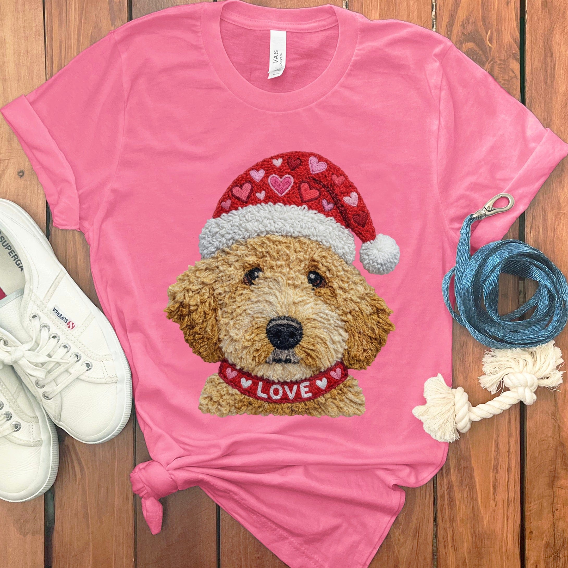Goldendoodle Love Heart T-Shirt in Charity Pink / S by Puppy Jo